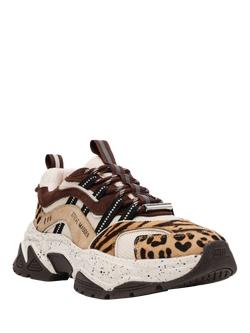 Steve Madden Animates Leapord Print Lace-Up Trainers - view 2, Multi