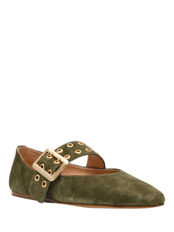 Steve Madden Atlantica Suede Ballerina Pumps - view 2, Olive