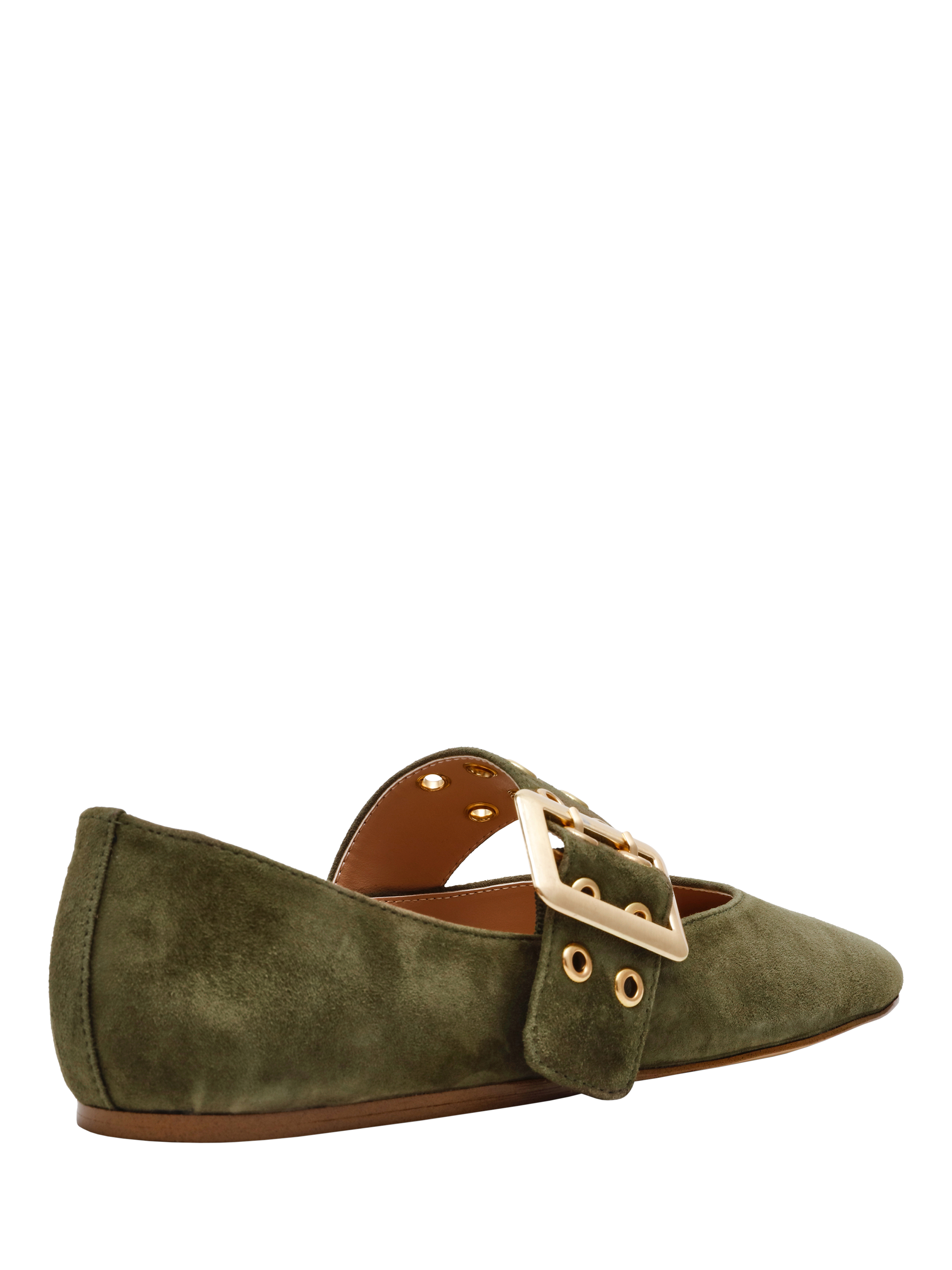 Product image 3 of 7, which shows Steve Madden Atlantica Suede Ballerina Pumps , Olive, EU37