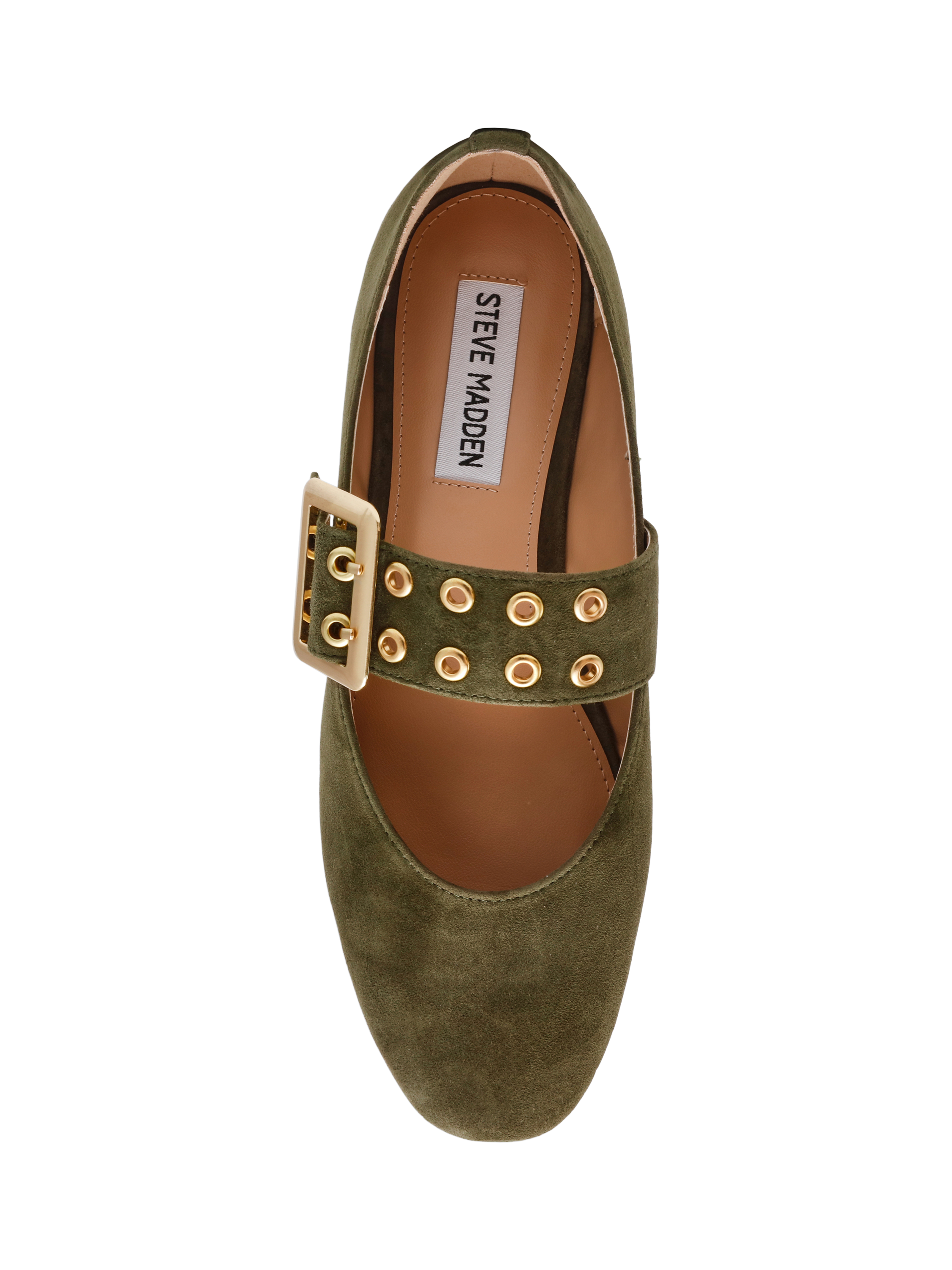 Product image 6 of 7, which shows Steve Madden Atlantica Suede Ballerina Pumps , Olive, EU37