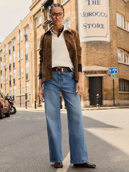 Baukjen Emery Wide Leg Jeans, Mid Indigo Wash, Mid Indigo Wash