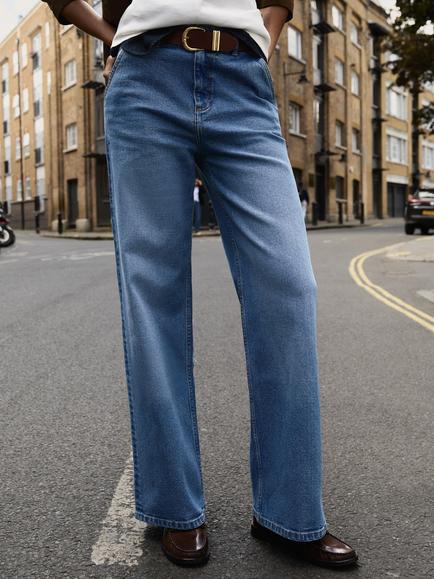 Baukjen Emery Wide Leg Jeans, Mid Indigo Wash - view 2, Mid Indigo Wash