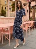 Baukjen Lina Polka Dot Midi Dress, Navy/Multi
