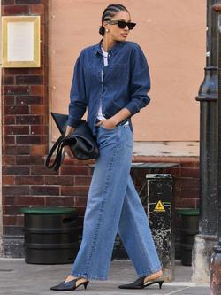 Baukjen Stretch Slouch Wide Leg Jeans, Mid Indigo - view 2, Mid Indigo