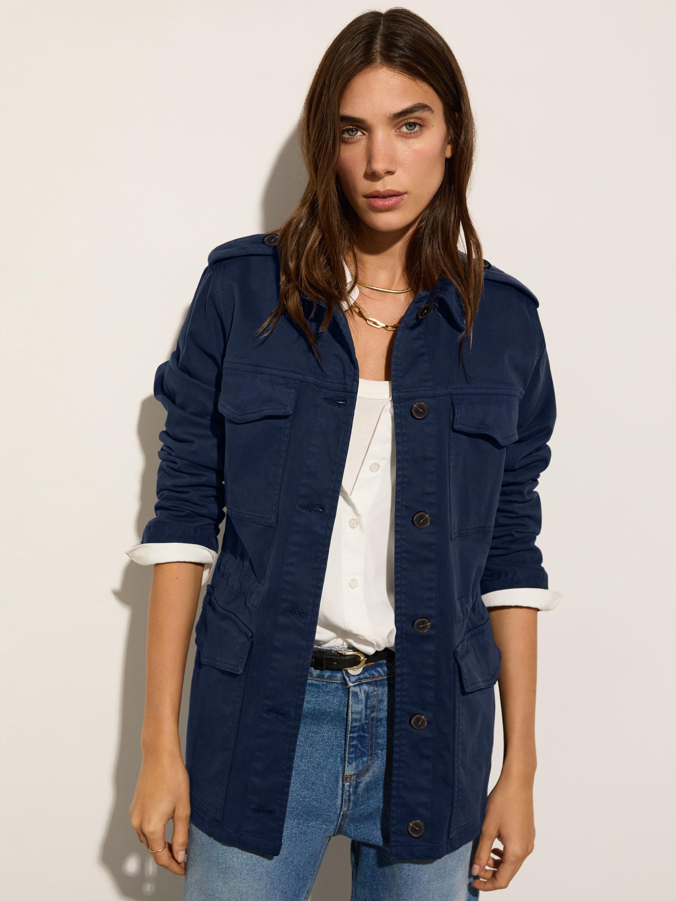 Product image 1 of 4, which shows Baukjen Drake Cotton Blend Utility Jacket, French Navy, 10