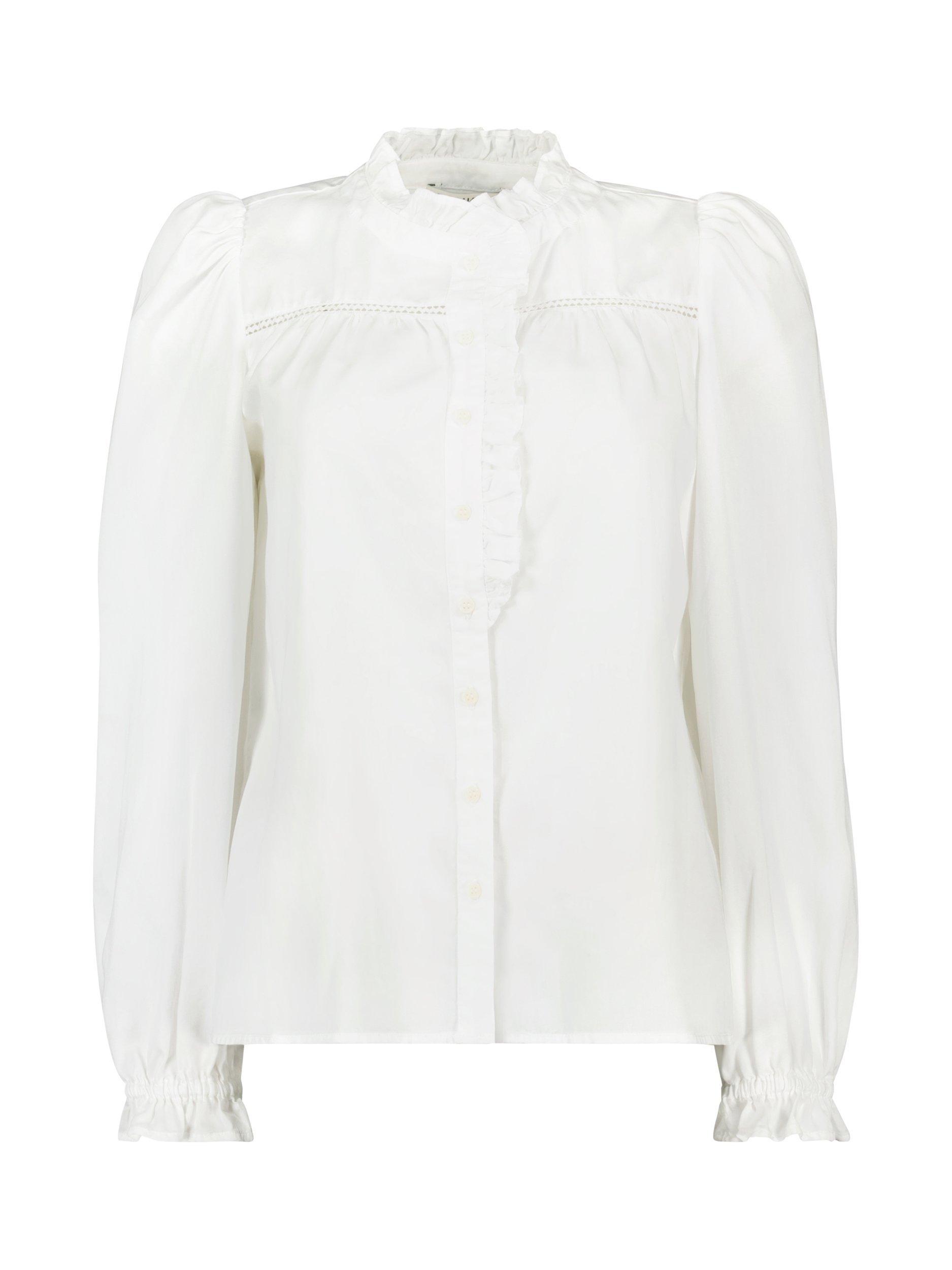 Product image 1 of 6, which shows Baukjen Estela Broderie Detail Blouse, Pure White, 18