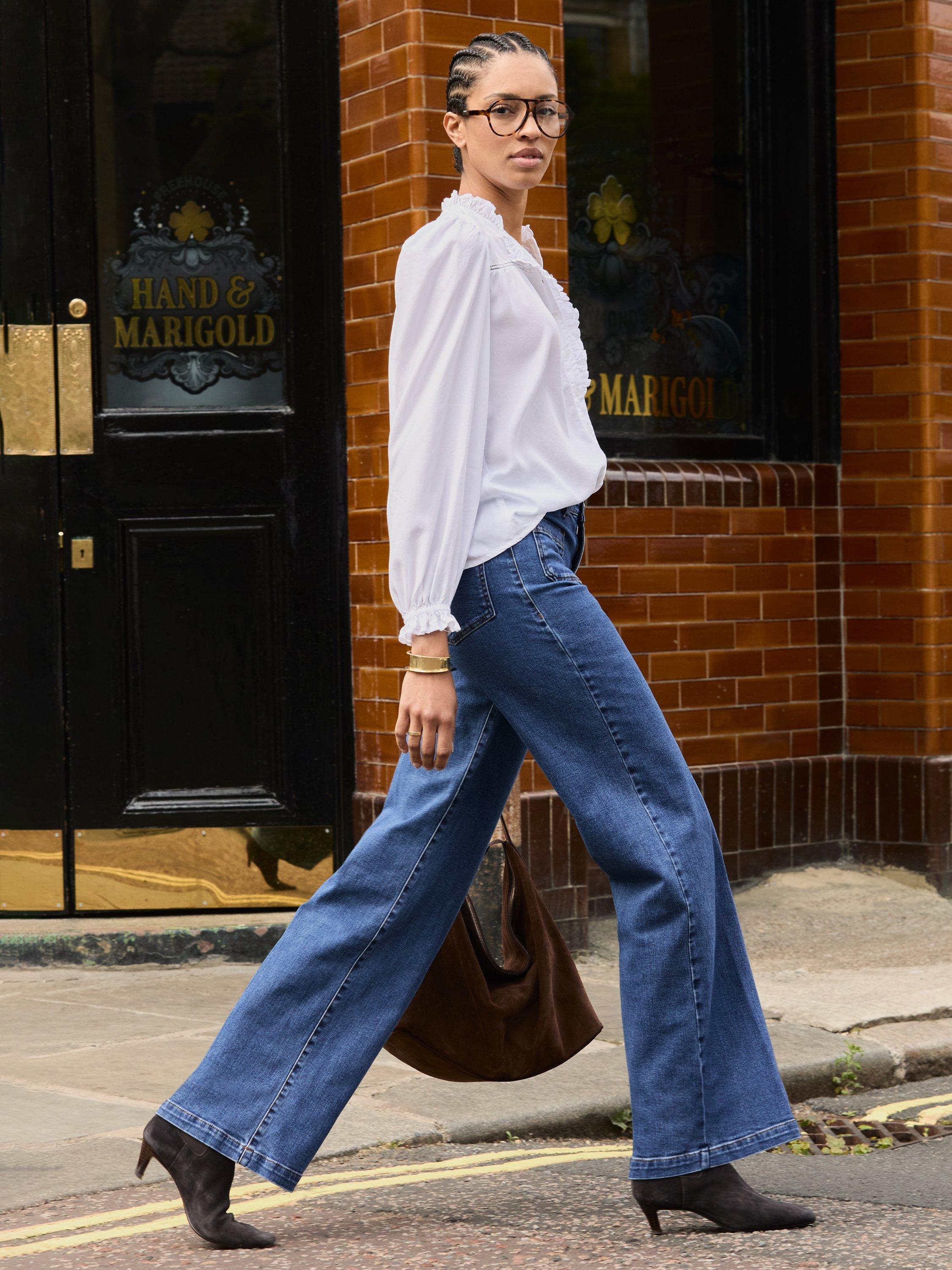 Product image 6 of 6, which shows Baukjen Estela Broderie Detail Blouse, Pure White, 18