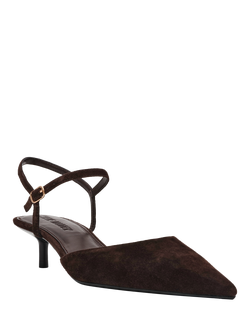 Steve Madden Adelaide Suede Slingback Court Shoes, Brown - view 2, Brown