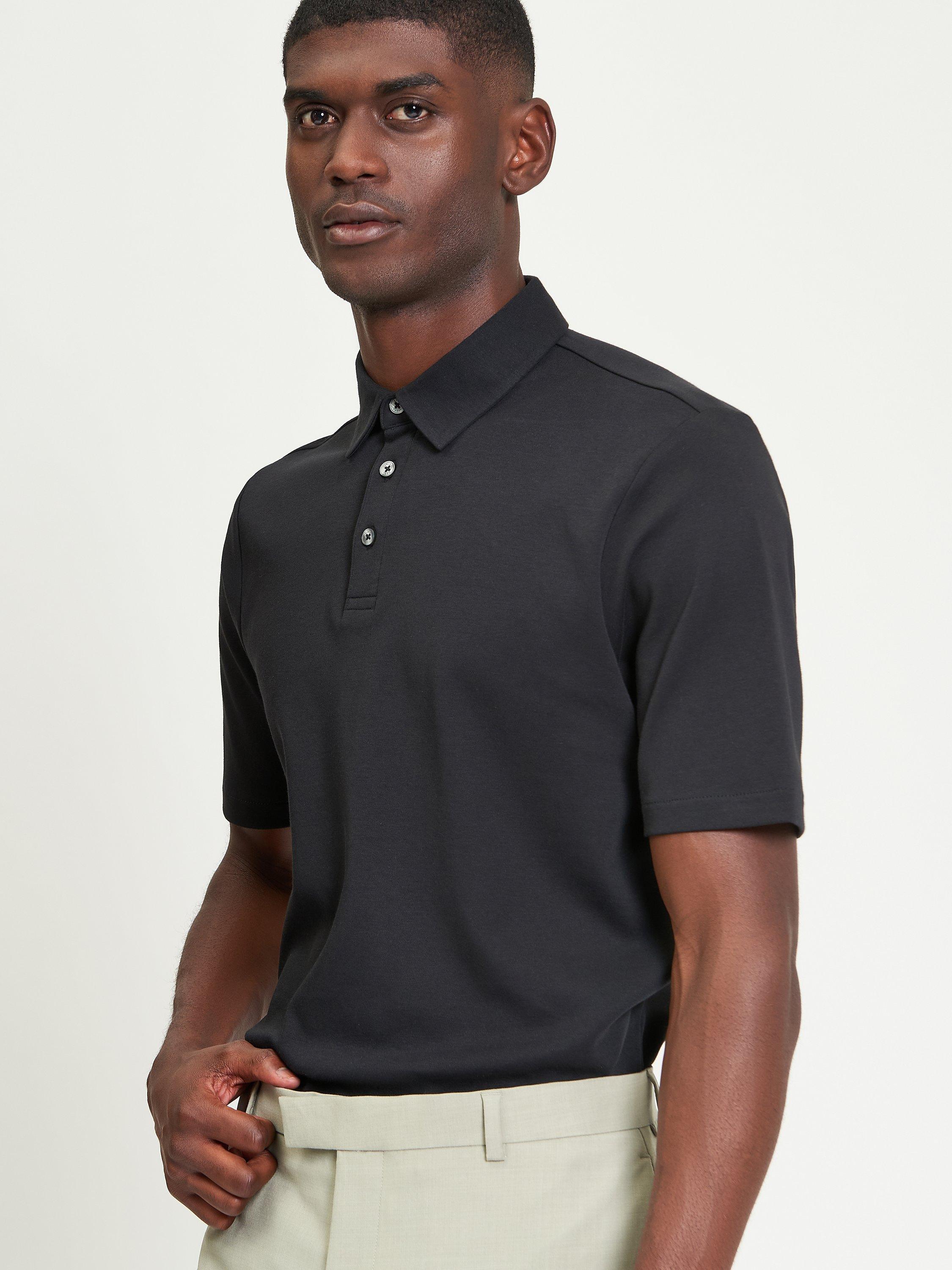 Product image 1 of 4, which shows Ben Sherman Cotton Interlock Short Sleeve Polo Shirt, Black, S