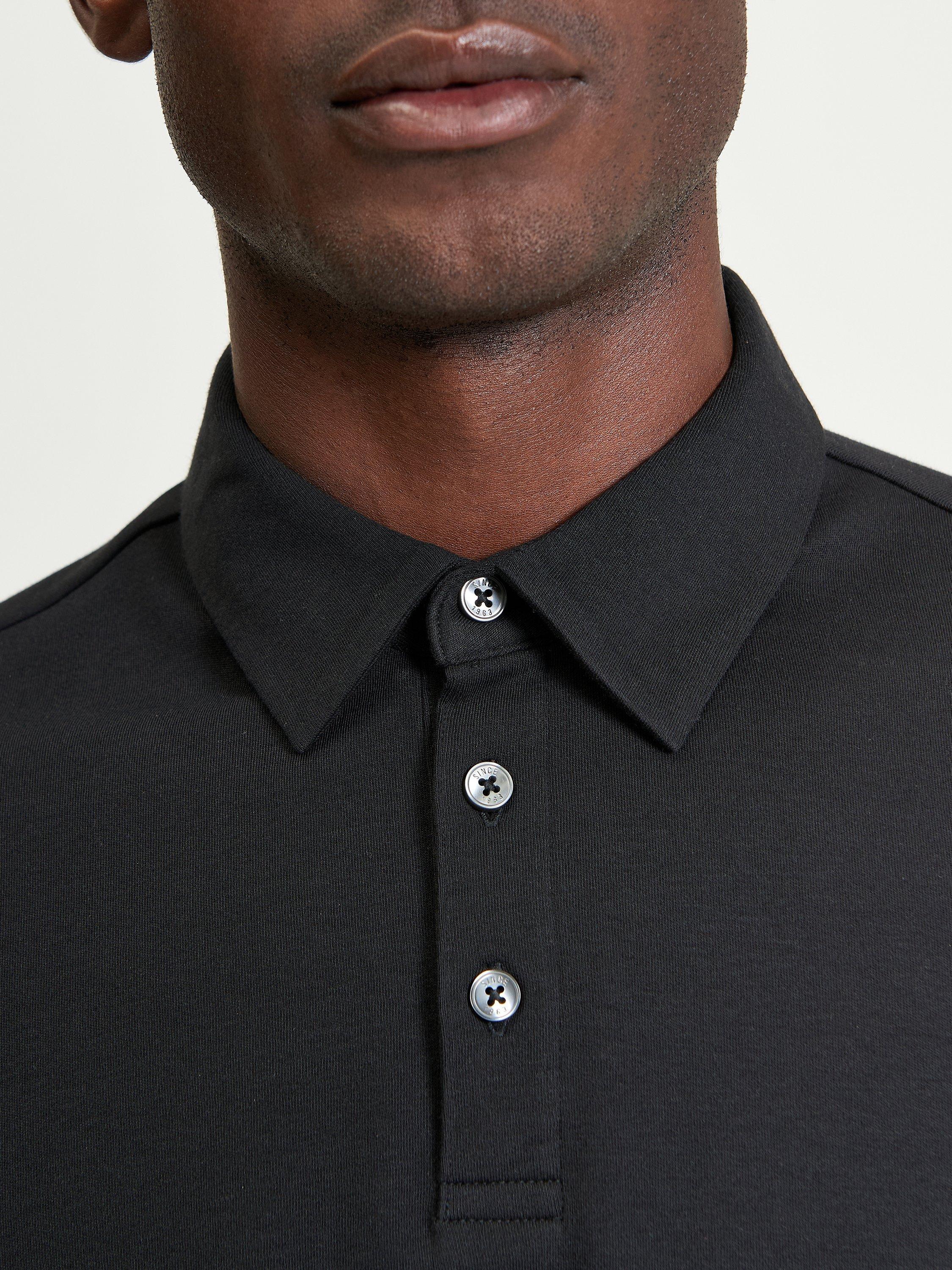 Product image 3 of 4, which shows Ben Sherman Cotton Interlock Short Sleeve Polo Shirt, Black, S