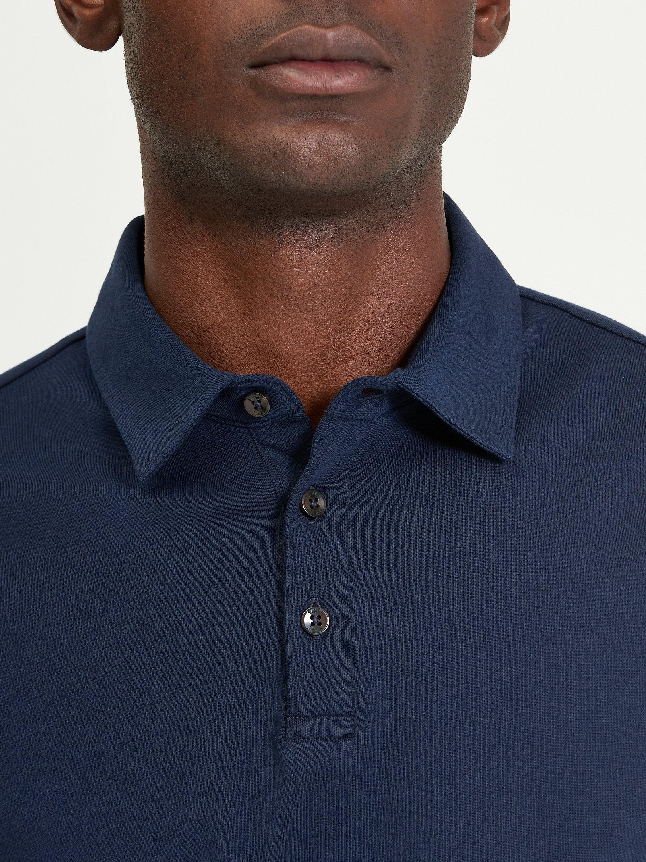 Product image 3 of 4, which shows Ben Sherman Cotton Interlock Short Sleeve Polo Shirt, Dark Navy, S
