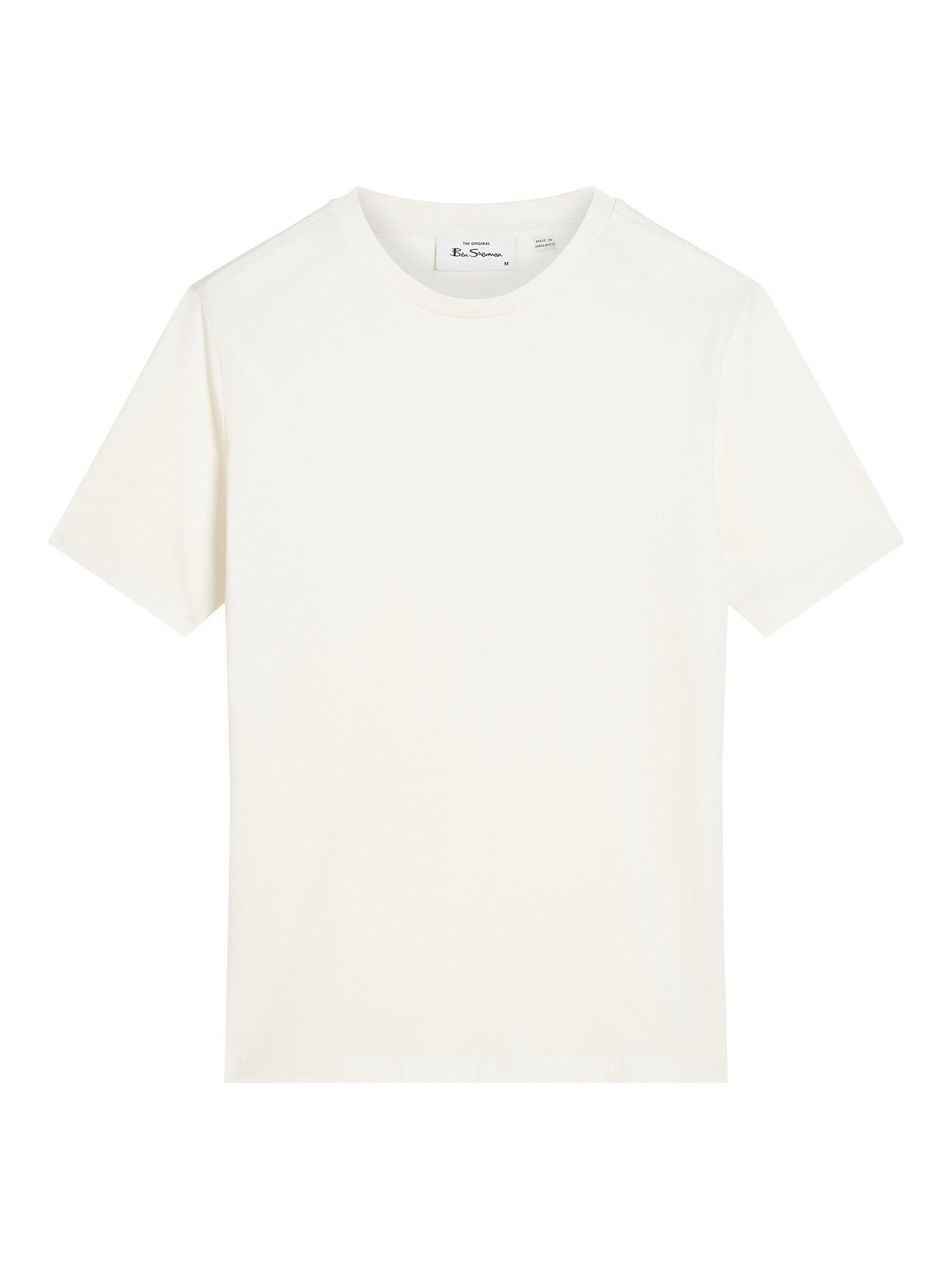 Product image 4 of 4, which shows Ben Sherman Smart Tail Cotton Blend Short Sleeve T-Shirt, Ivory, S