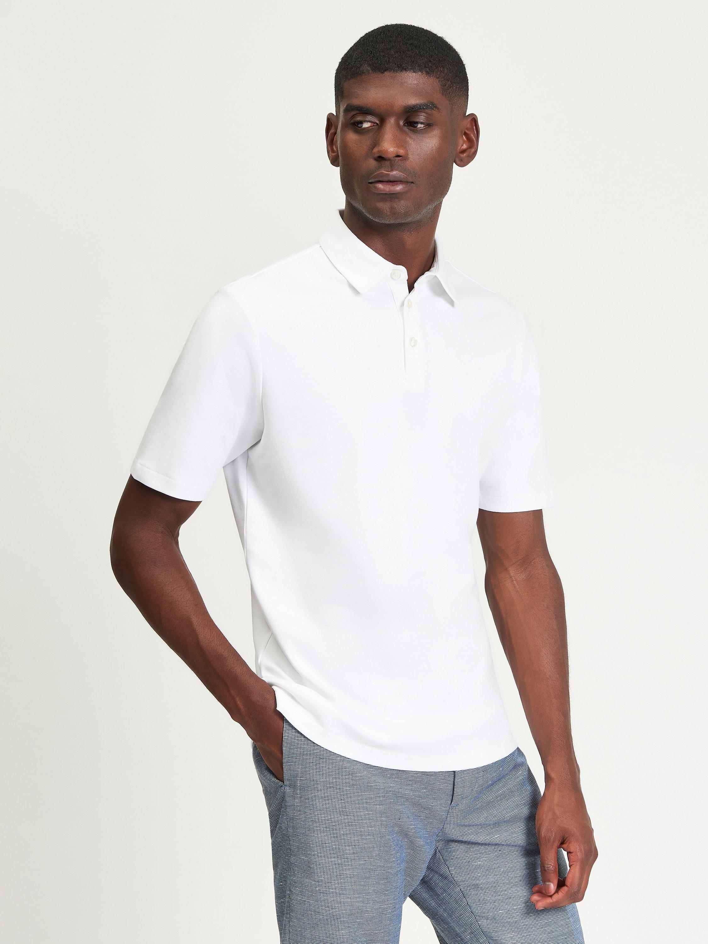 Product image 1 of 4, which shows Ben Sherman Cotton Interlock Short Sleeve Polo Shirt, White, S