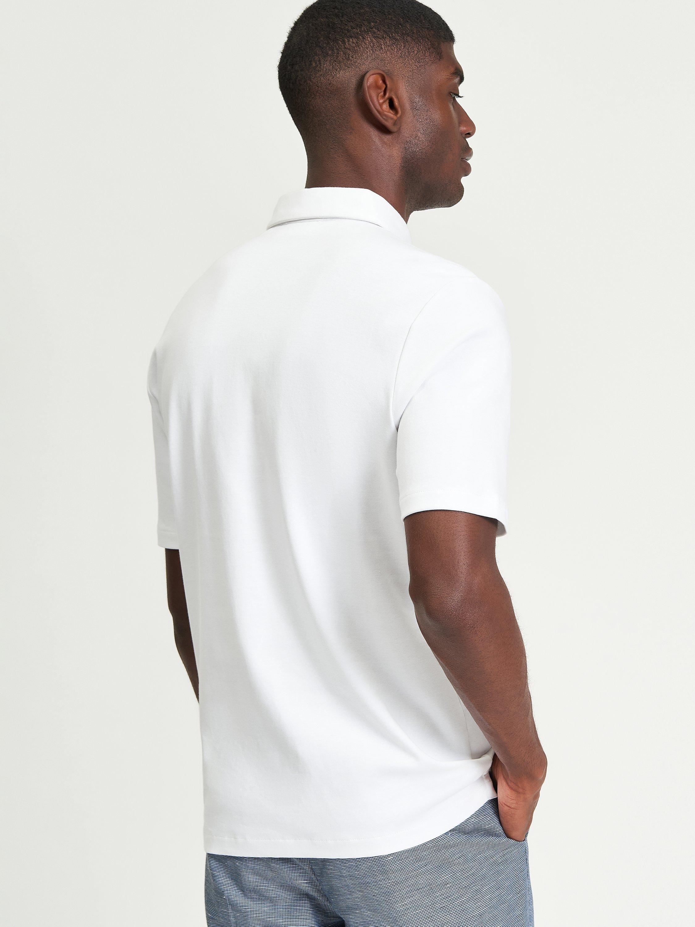 Product image 2 of 4, which shows Ben Sherman Cotton Interlock Short Sleeve Polo Shirt, White, S