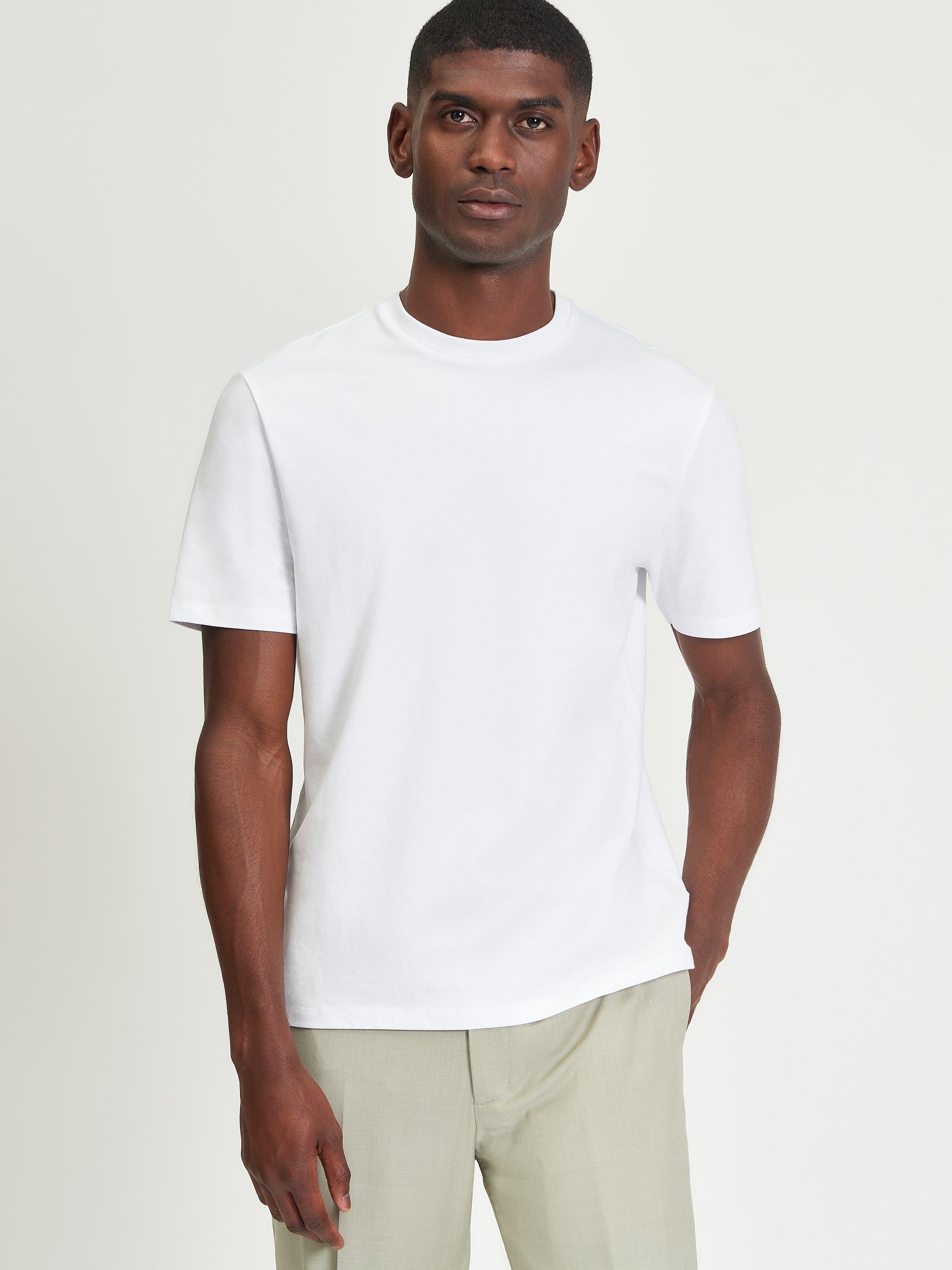 Product image 1 of 4, which shows Ben Sherman Smart Tail Cotton Blend Short Sleeve T-Shirt, White, S