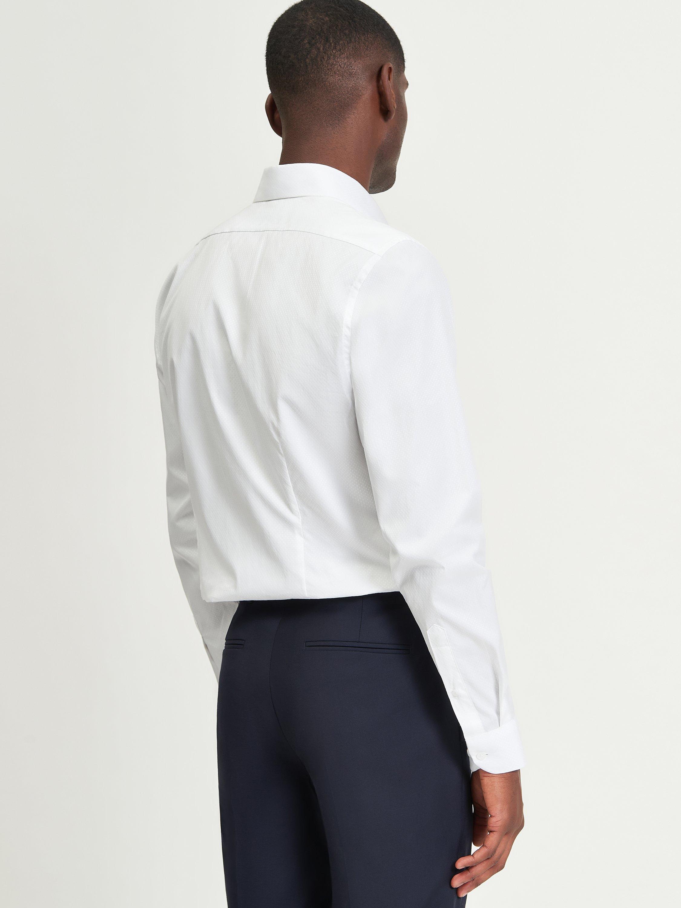 Product image 2 of 4, which shows Ben Sherman Cotton Regular Fit Diamond Dobby Shirt, White, 15