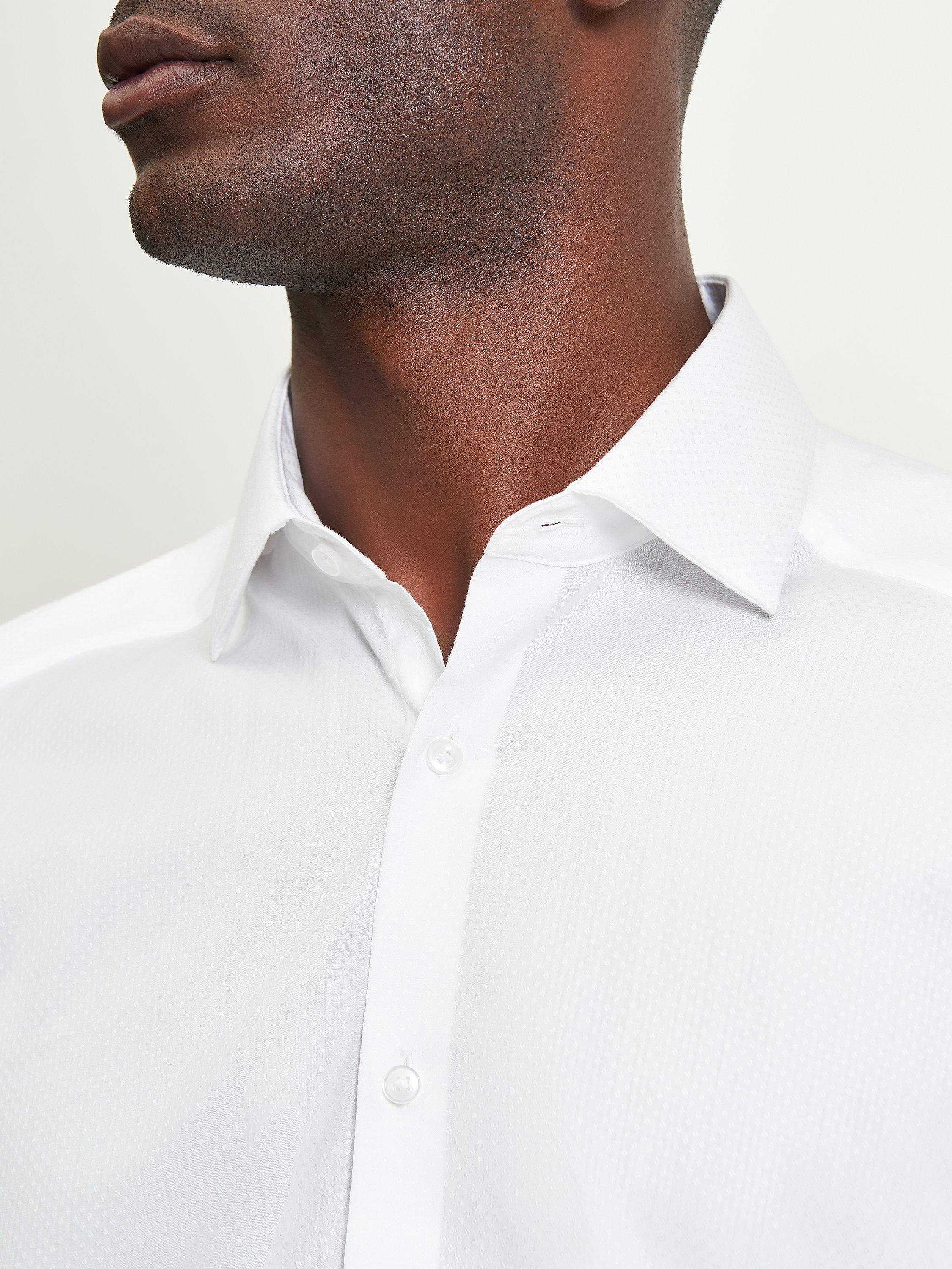 Product image 3 of 4, which shows Ben Sherman Cotton Regular Fit Diamond Dobby Shirt, White, 15
