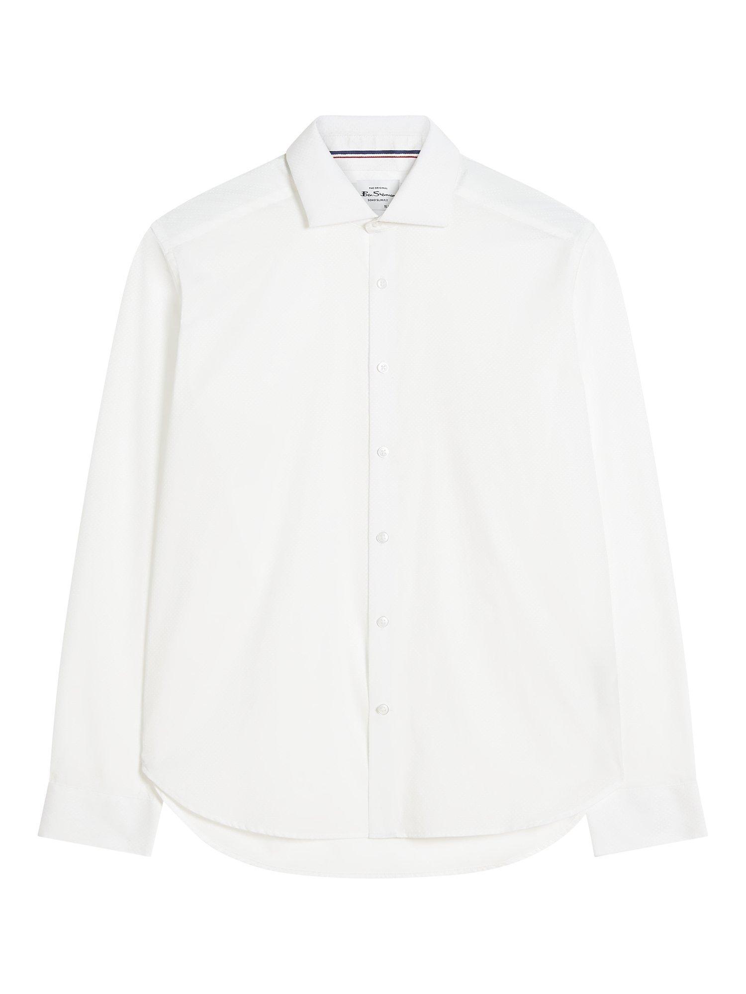 Product image 4 of 4, which shows Ben Sherman Cotton Regular Fit Diamond Dobby Shirt, White, 15