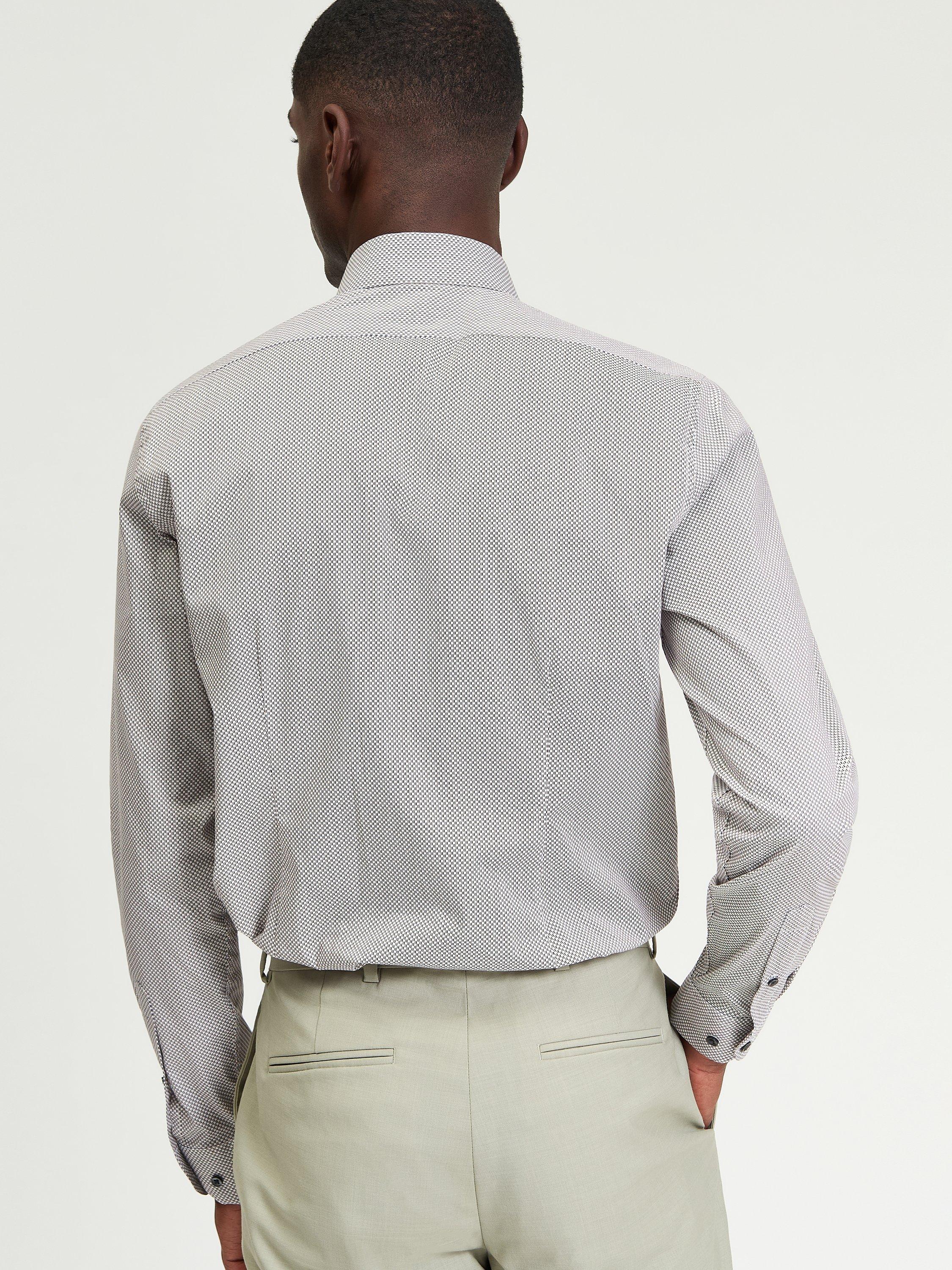 Ben Sherman Cotton Blend Slim Fit Mod Geometric Shirt, Tan