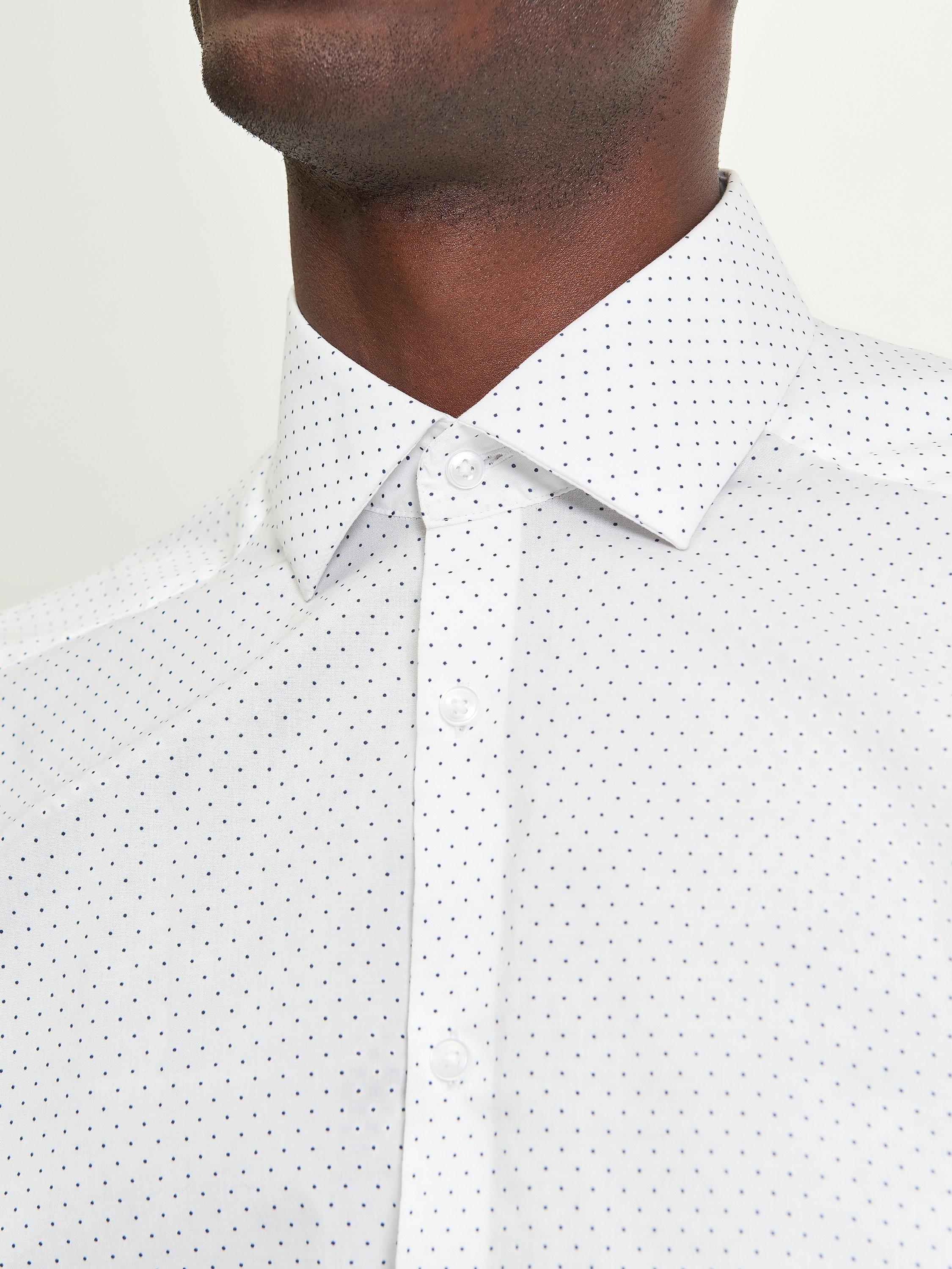 Product image 3 of 4, which shows Ben Sherman Cotton Blend Slim Fit Polka Dot Print Shirt, White, 15