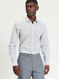 Ben Sherman Cotton Blend Regular Fit Stipple Floral Shirt, Ecru