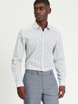 Ben Sherman Cotton Blend Regular Fit Stipple Floral Shirt, Ecru, Ecru