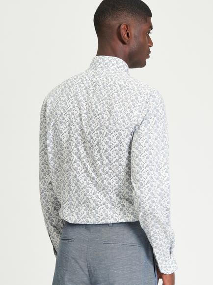 Ben Sherman Cotton Blend Regular Fit Stipple Floral Shirt, Ecru - view 2, Ecru
