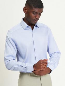 Ben Sherman Cotton Blend Regular Fit Satin Stretch Formal Shirt, Sky, Sky