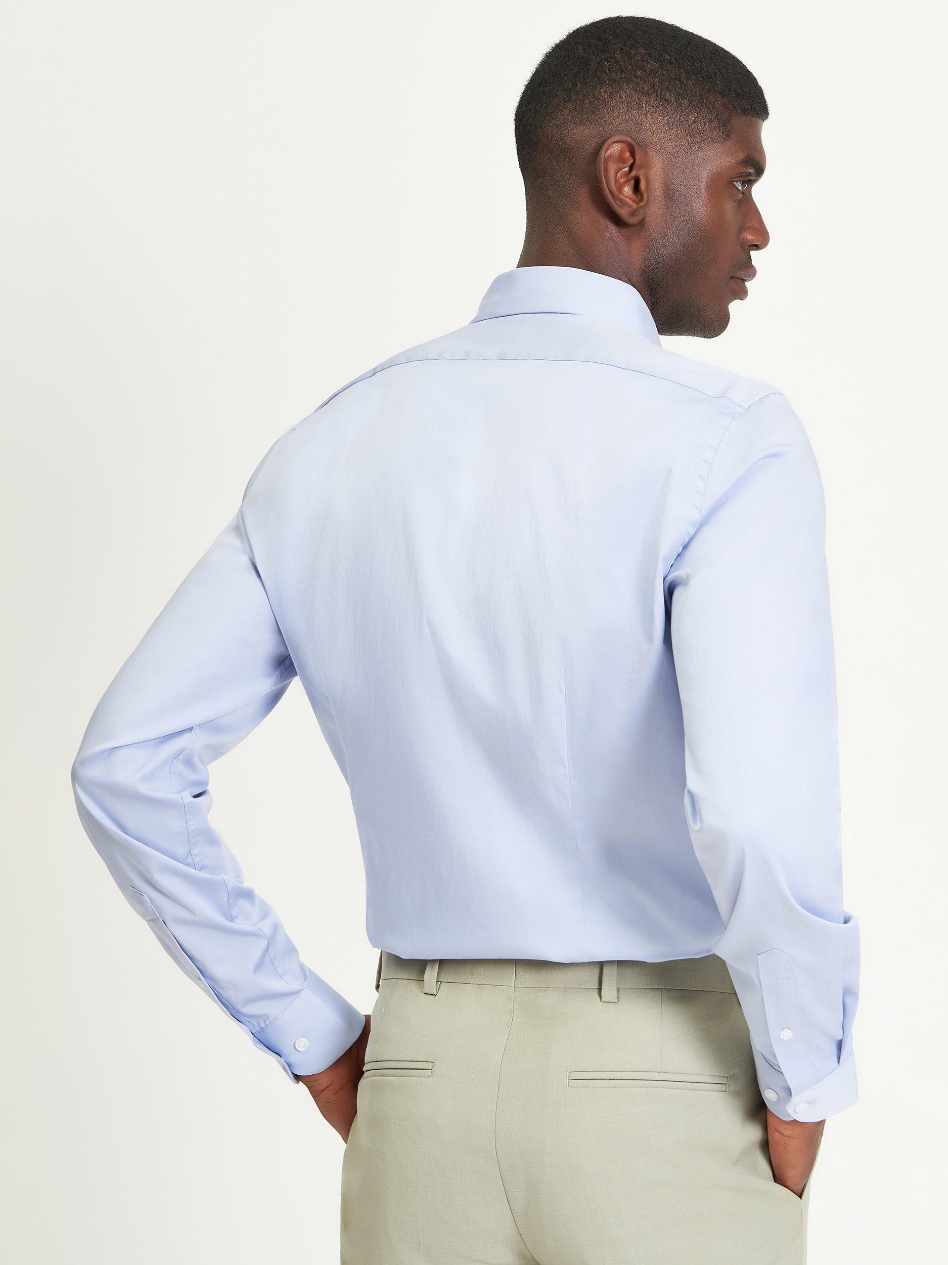 Product image 2 of 4, which shows Ben Sherman Cotton Blend Regular Fit Satin Stretch Formal Shirt, Sky, 15