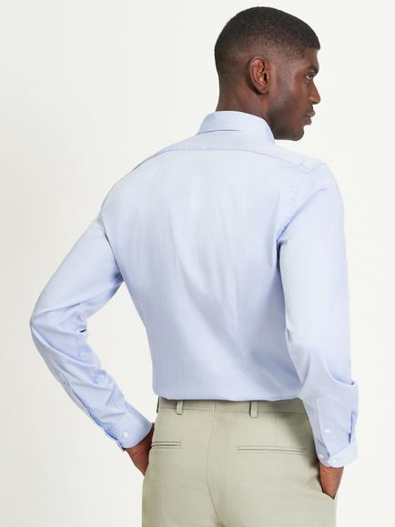 Ben Sherman Cotton Blend Regular Fit Satin Stretch Formal Shirt, Sky - view 2, Sky