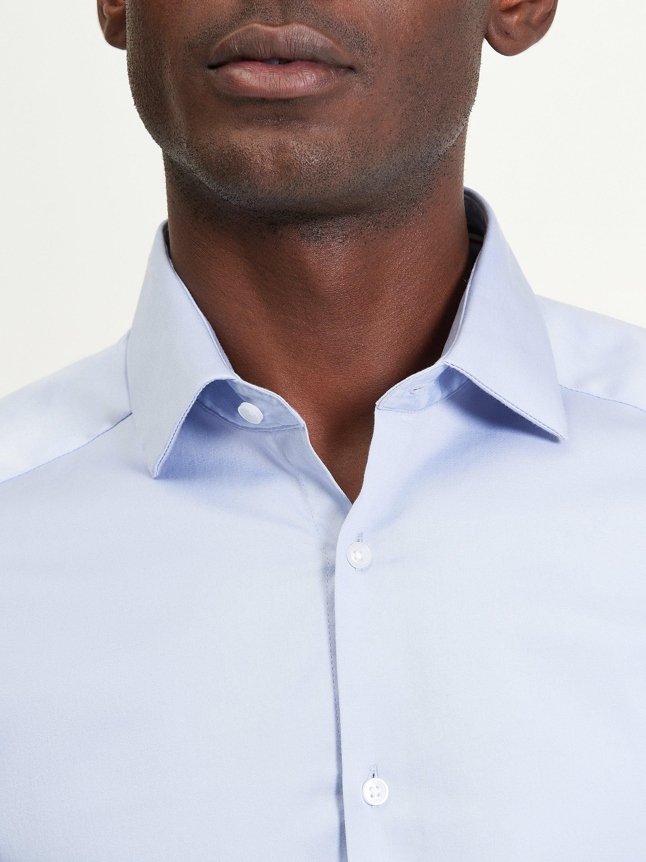 Product image 3 of 4, which shows Ben Sherman Cotton Blend Regular Fit Satin Stretch Formal Shirt, Sky, 15