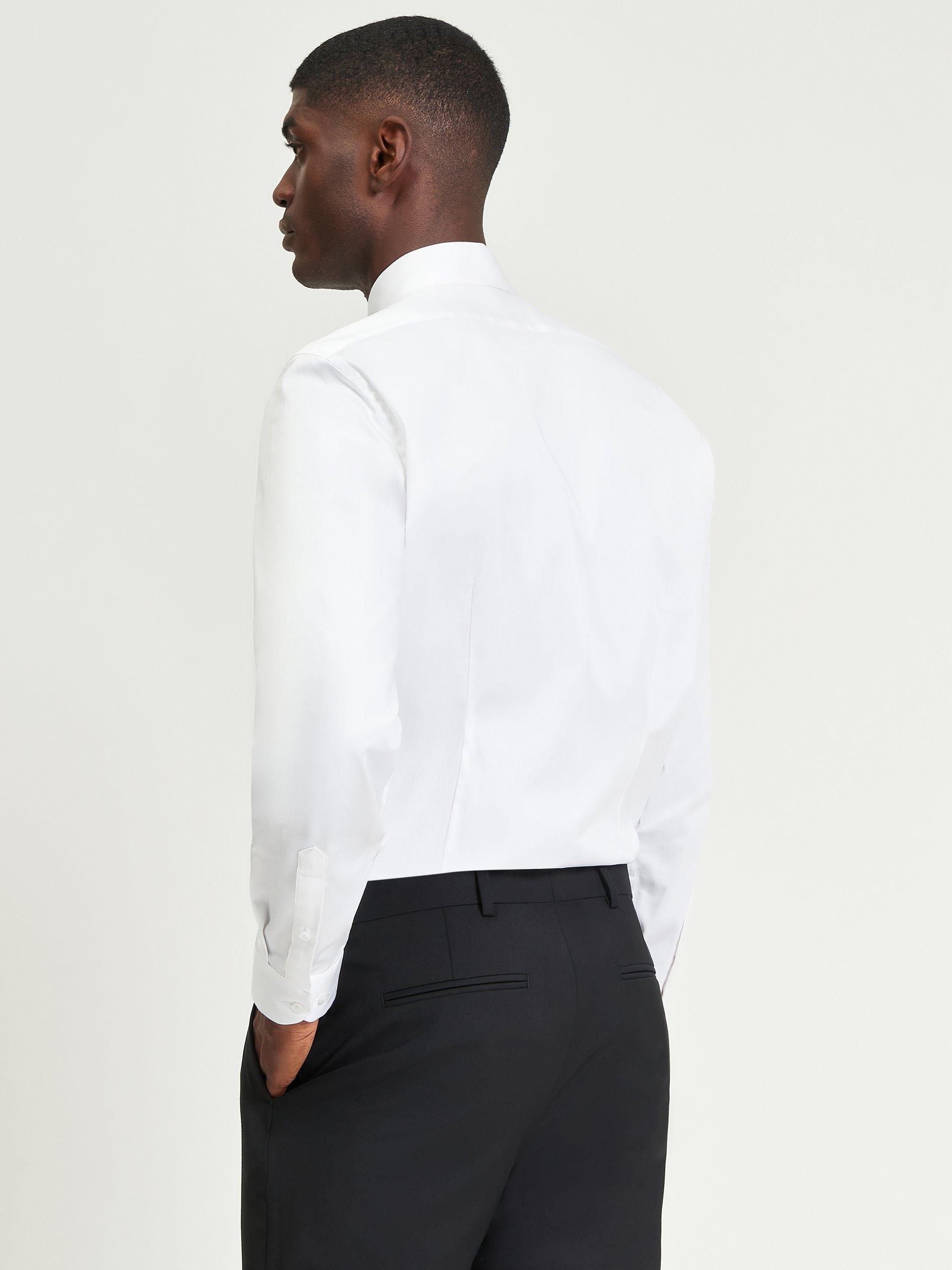 Product image 3 of 4, which shows Ben Sherman Cotton Blend Regular Fit Satin Stretch Formal Shirt, White, 15