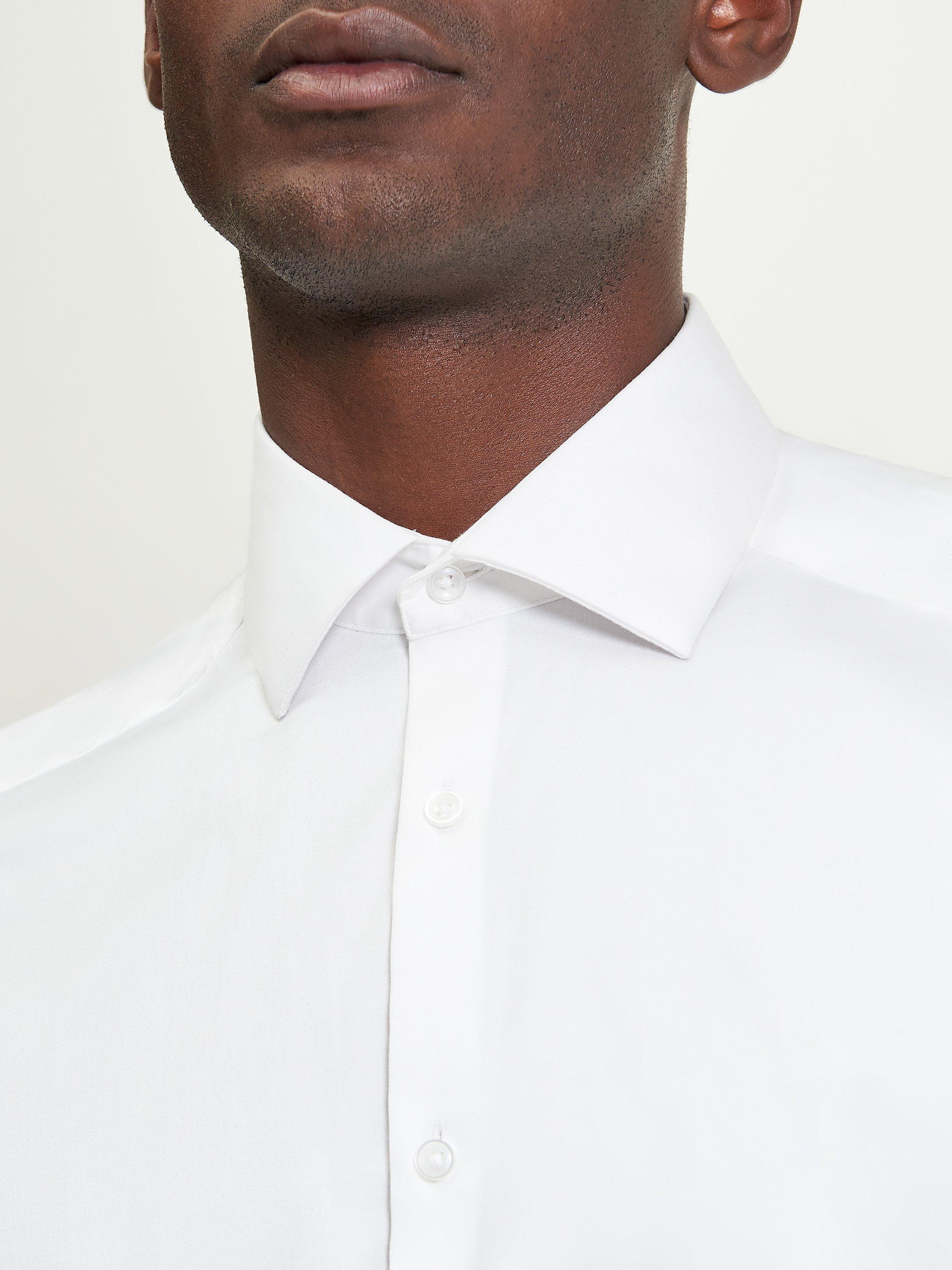 Product image 4 of 4, which shows Ben Sherman Cotton Blend Regular Fit Satin Stretch Formal Shirt, White, 15
