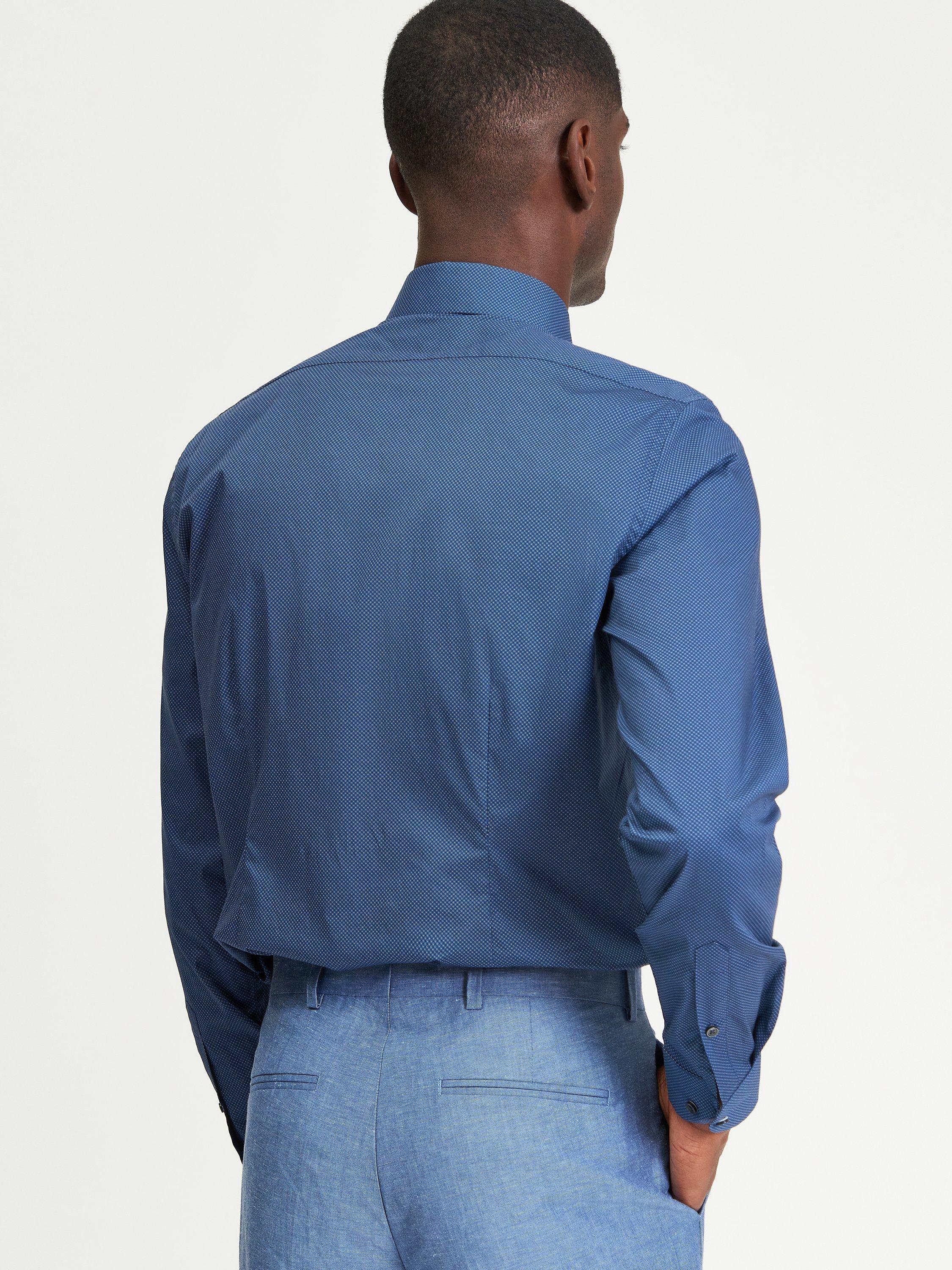 Product image 2 of 4, which shows Ben Sherman Cotton Blend Regular Fit Target Geo Print Formal Shirt, Navy, 15