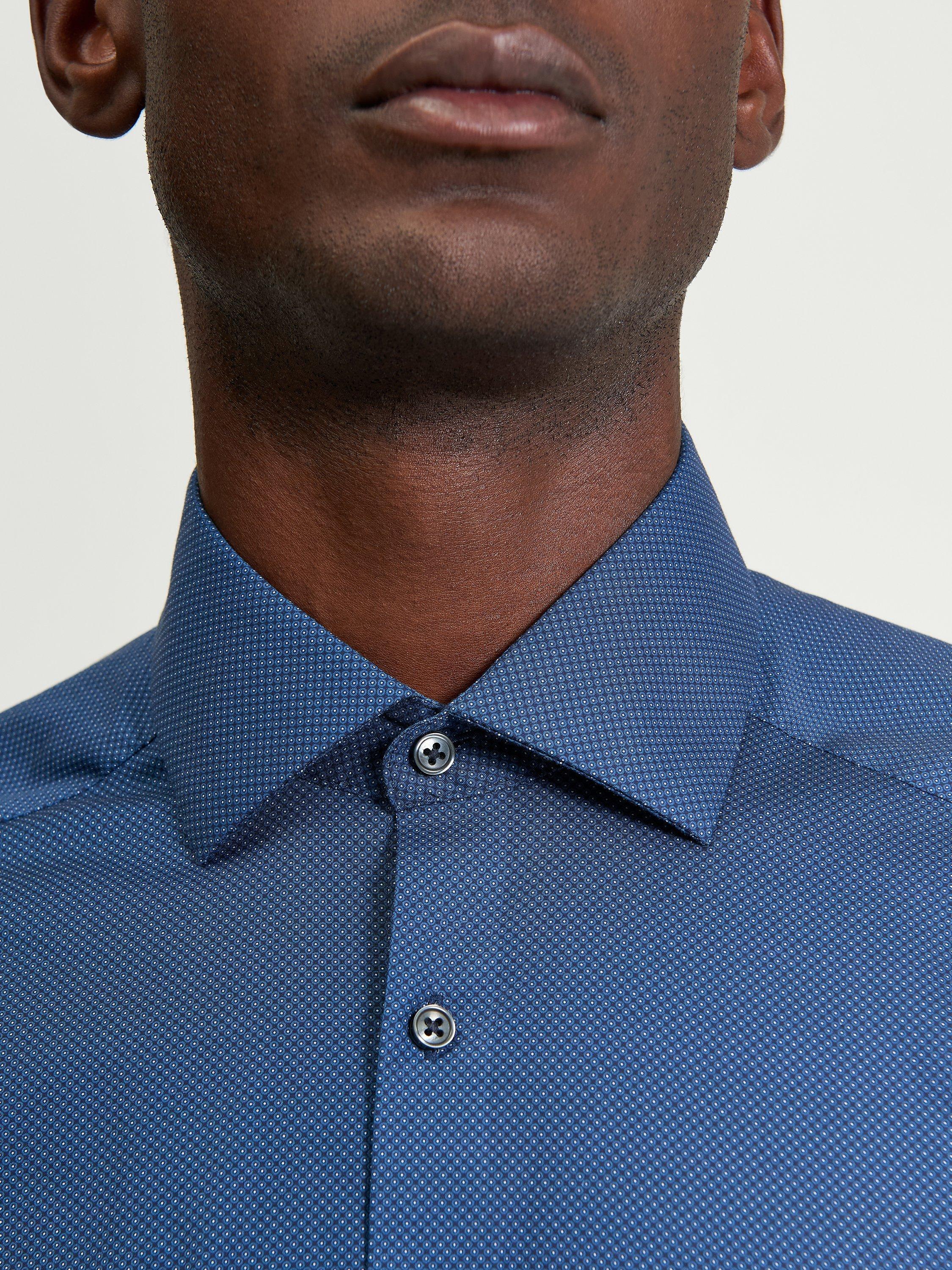 Product image 3 of 4, which shows Ben Sherman Cotton Blend Regular Fit Target Geo Print Formal Shirt, Navy, 15
