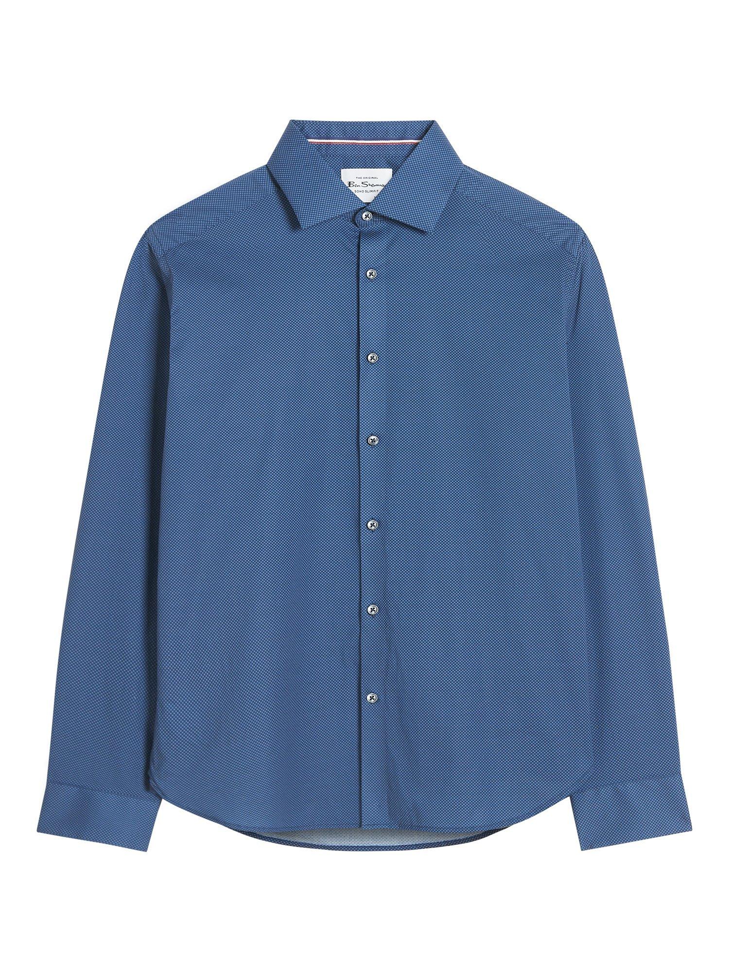 Product image 4 of 4, which shows Ben Sherman Cotton Blend Regular Fit Target Geo Print Formal Shirt, Navy, 15