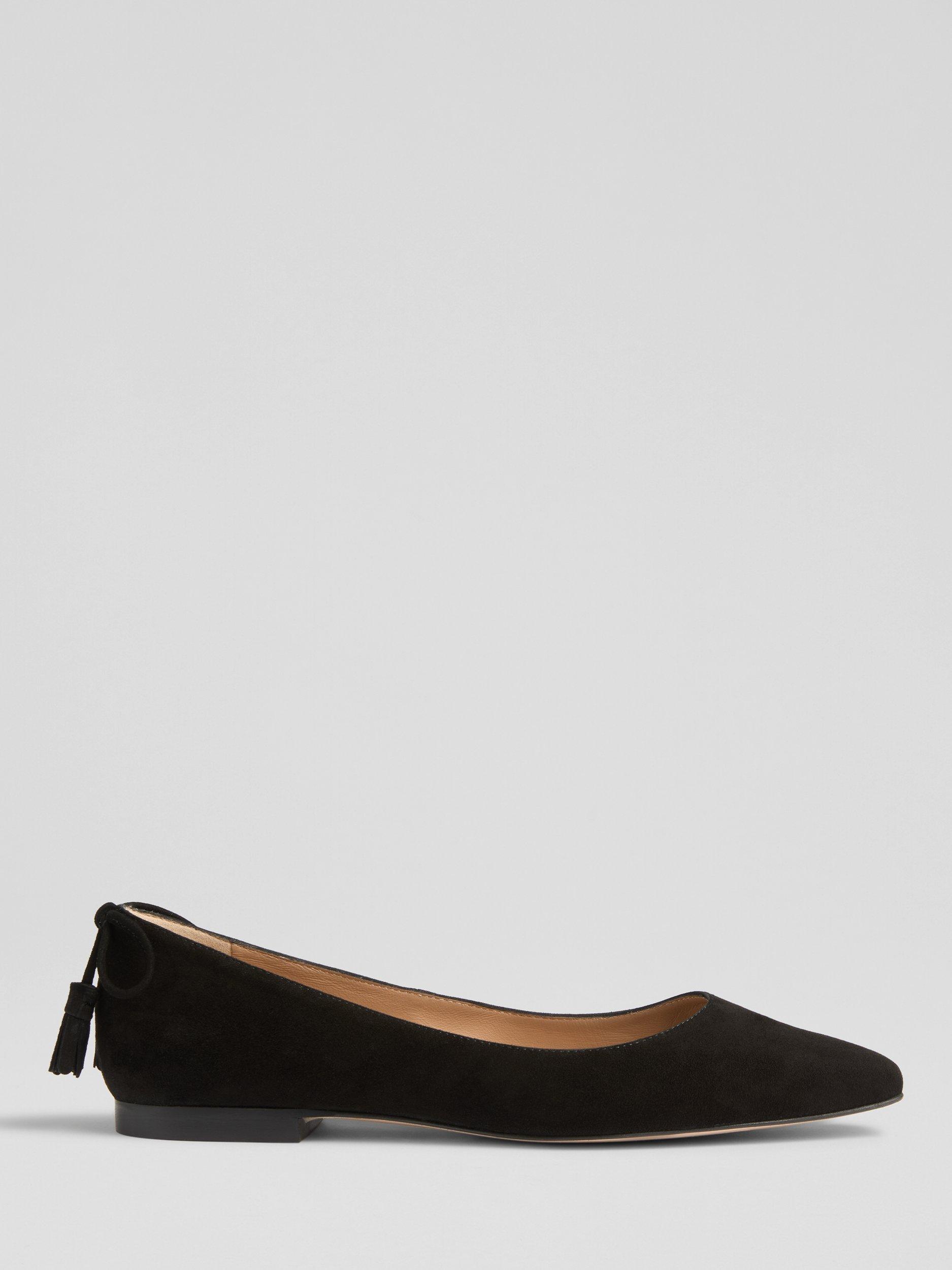 Product image 1 of 3, which shows L.K.Bennett Essie Suede Ballerina Pumps, Black, 2