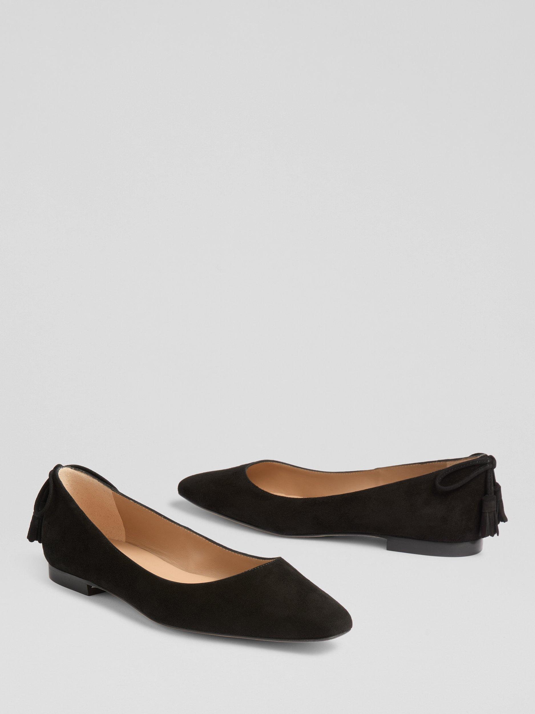 Product image 3 of 3, which shows L.K.Bennett Essie Suede Ballerina Pumps, Black, 2