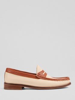 L.K.Bennett Solaris Leather Moccasins, Tan/Cream, Tan/Cream