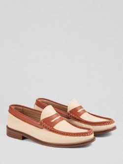 L.K.Bennett Solaris Leather Moccasins, Tan/Cream - view 2, Tan/Cream