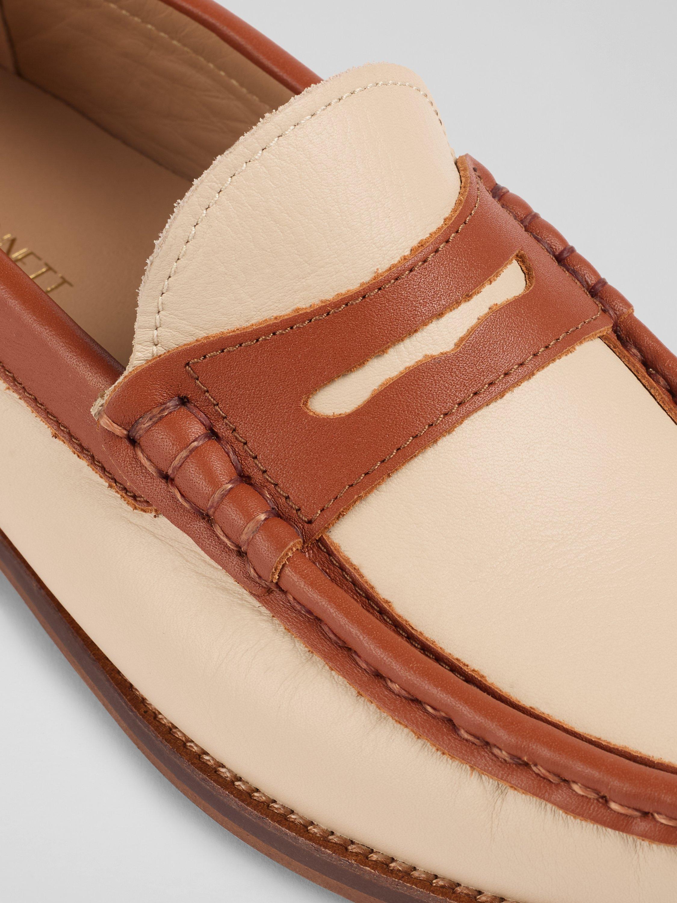 Product image 3 of 3, which shows L.K.Bennett Solaris Leather Moccasins, Tan/Cream, 2