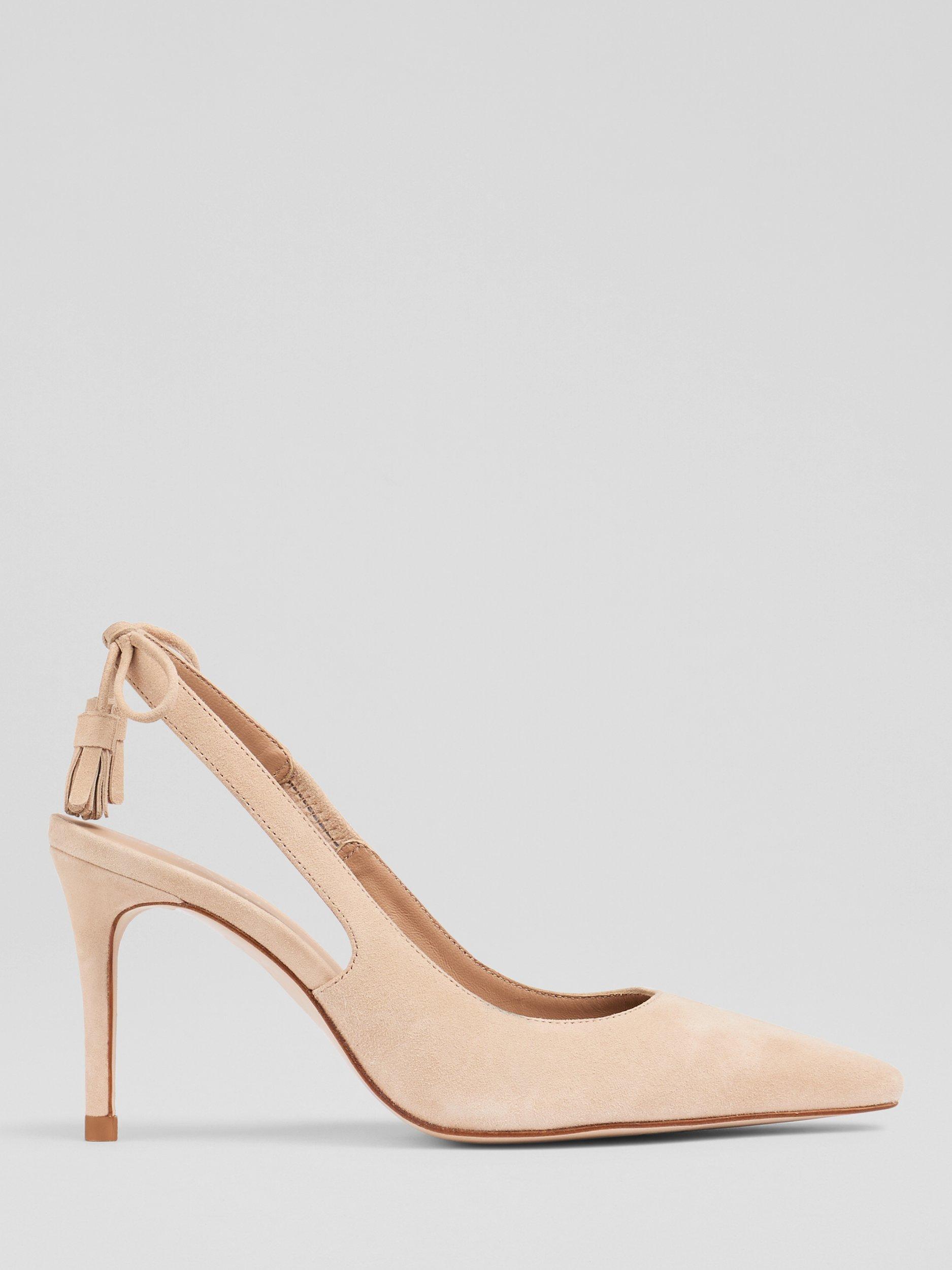 Product image 1 of 3, which shows L.K.Bennett Cary Suede Tassel Slingback Court Shoes, Beige Trench, 2