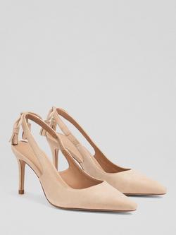 L.K.Bennett Cary Suede Tassel Slingback Court Shoes - view 2, Beige Trench