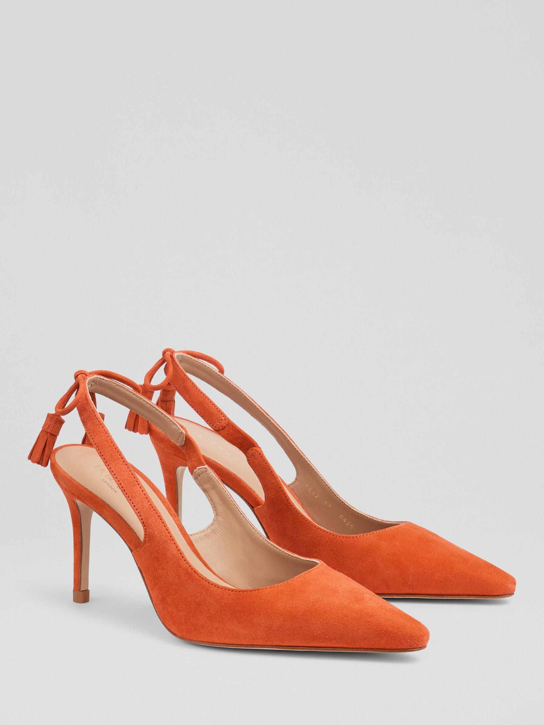 Product image 2 of 3, which shows L.K.Bennett Cary Suede Tassel Slingback Court Shoes, Orange, 3