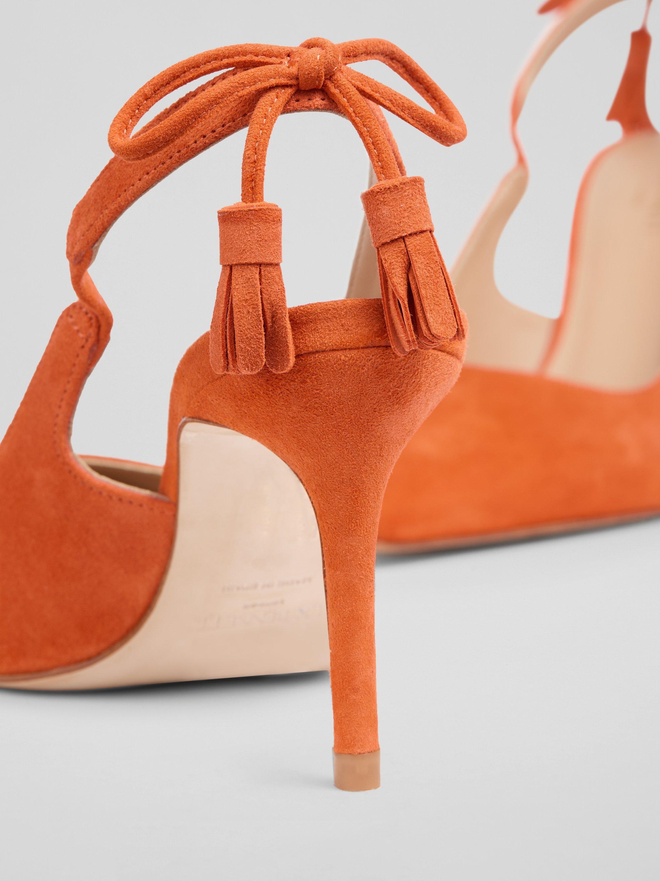 Product image 3 of 3, which shows L.K.Bennett Cary Suede Tassel Slingback Court Shoes, Orange, 3