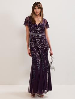 Phase Eight Collection 8 Kaida Beaded Maxi Dress, Purple, Purple