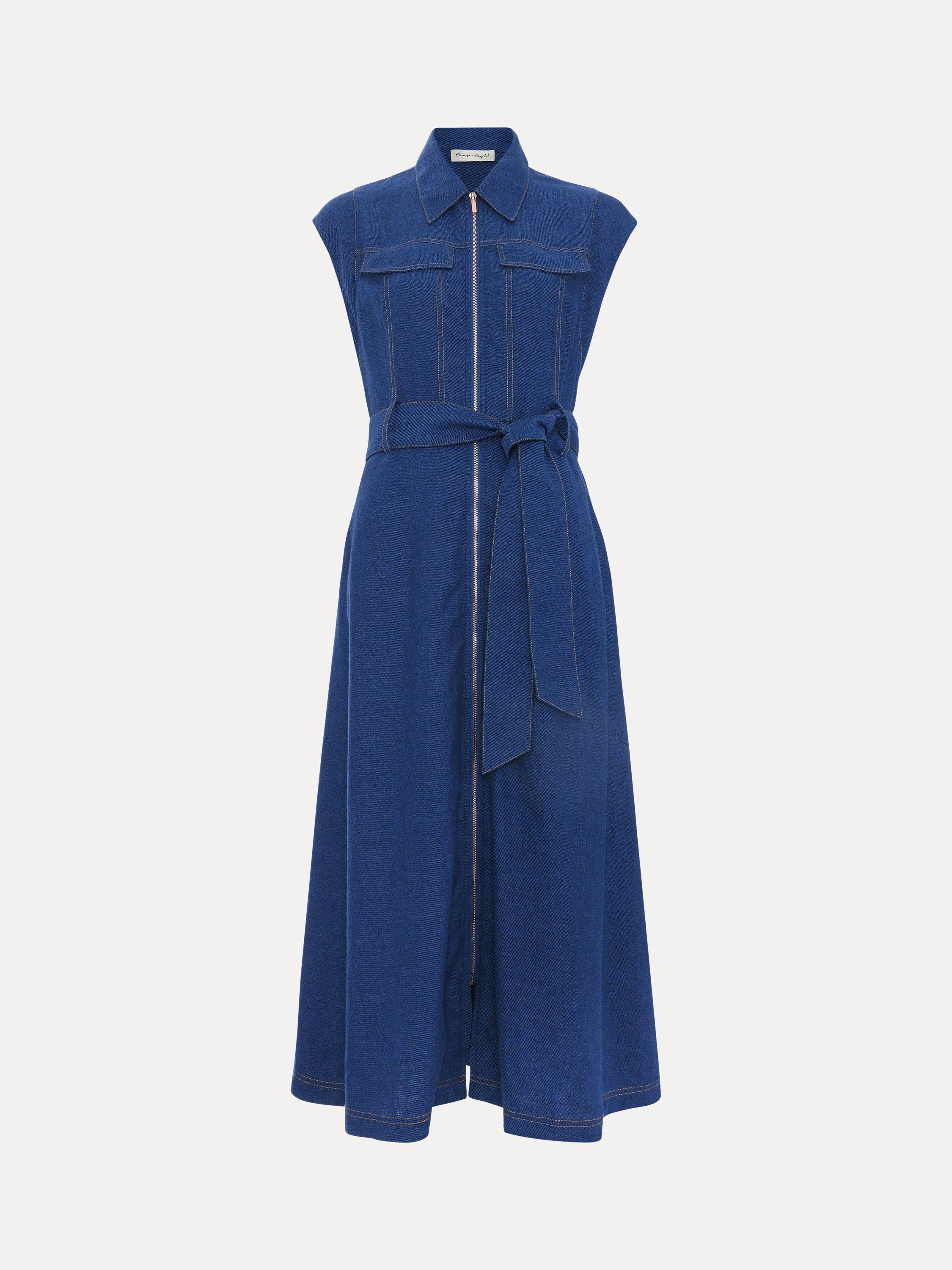 Product image 5 of 9, which shows Phase Eight Luiza Denim Dress, Blue, 6