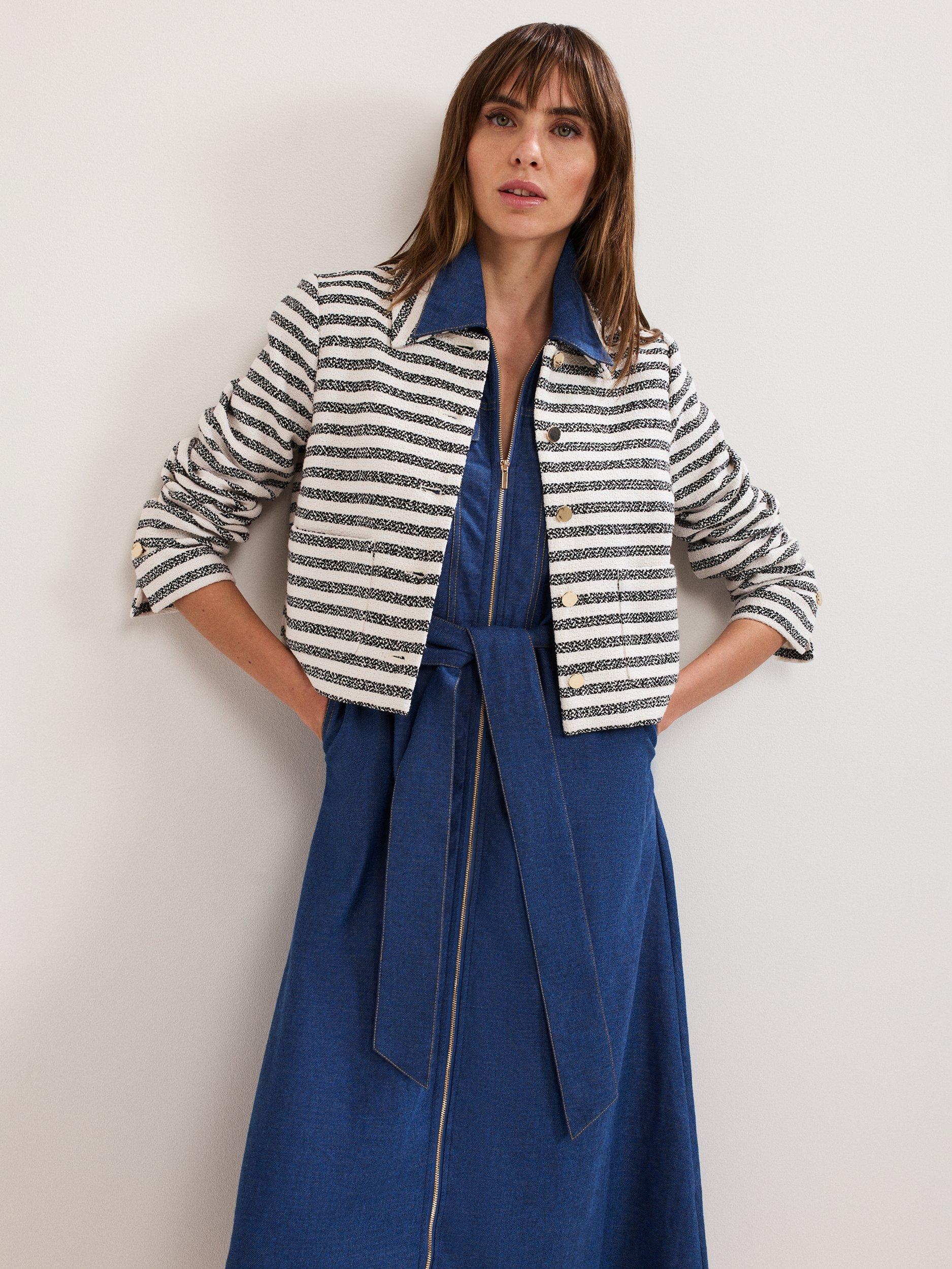 Product image 9 of 9, which shows Phase Eight Luiza Denim Dress, Blue, 6