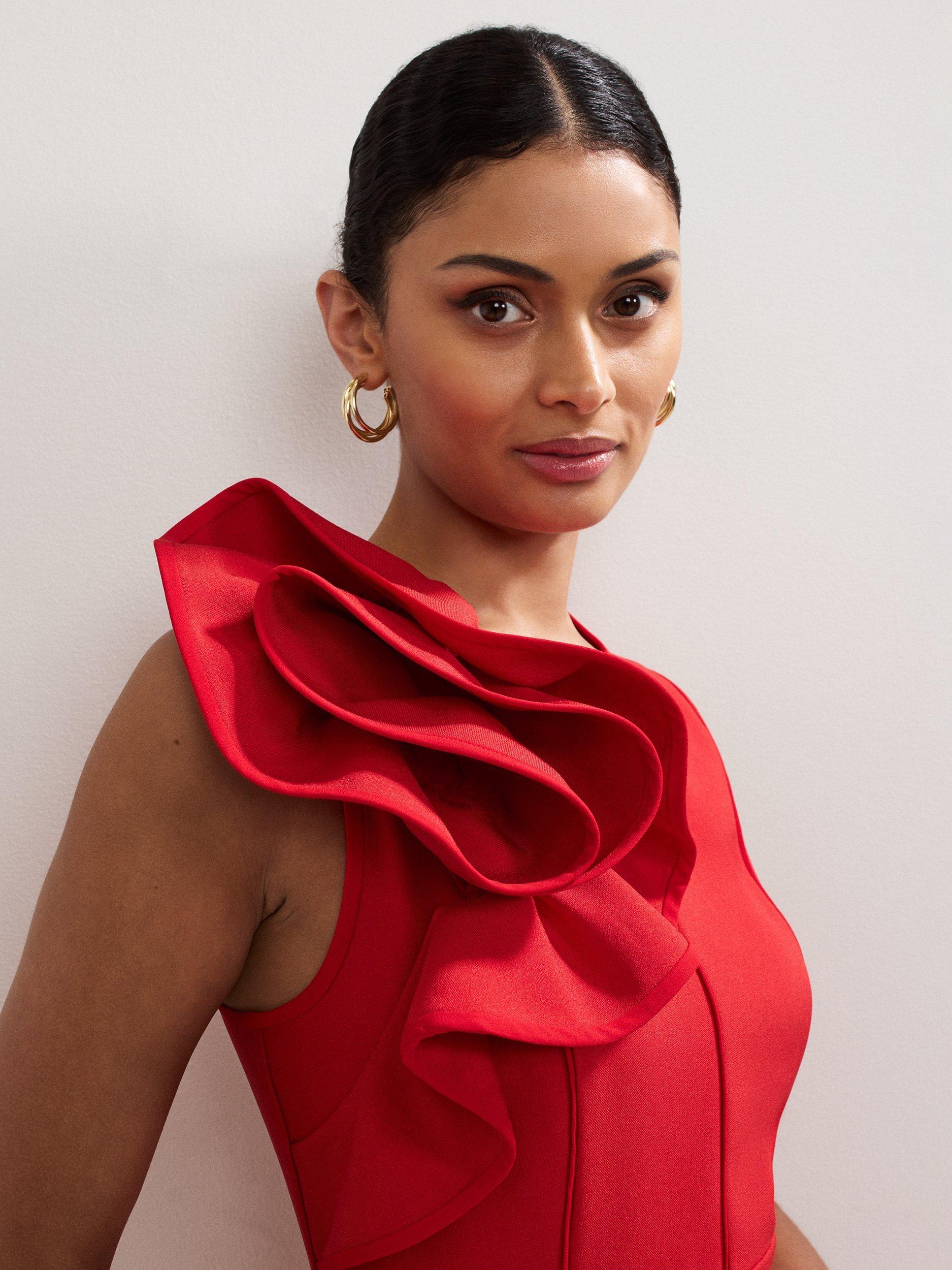 Product image 4 of 8, which shows Phase Eight Petite Tyra Sleeveless Maxi Dress, Red, 6