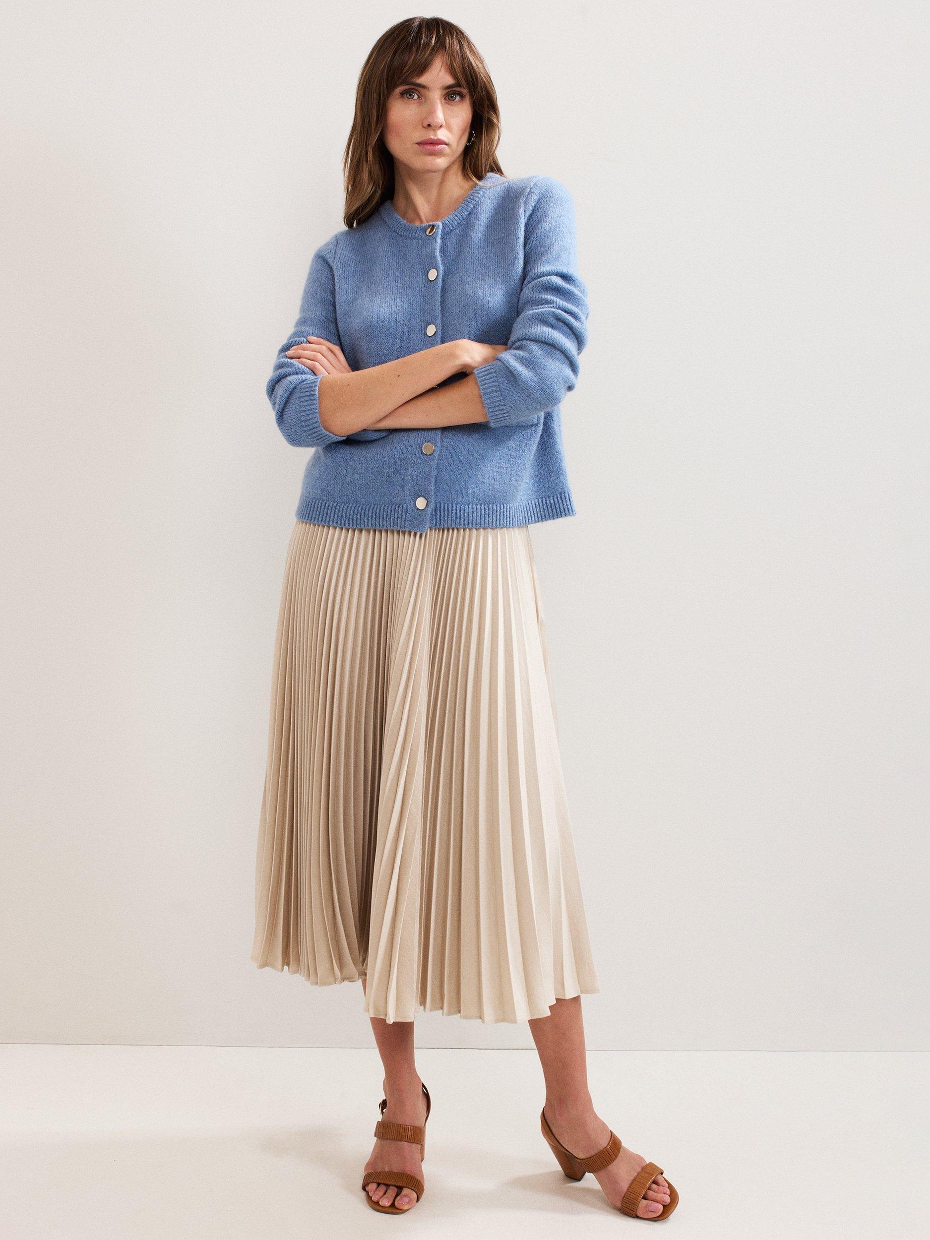 Product image 9 of 9, which shows Phase Eight Jade Round Neck Cardigan, Blue, S